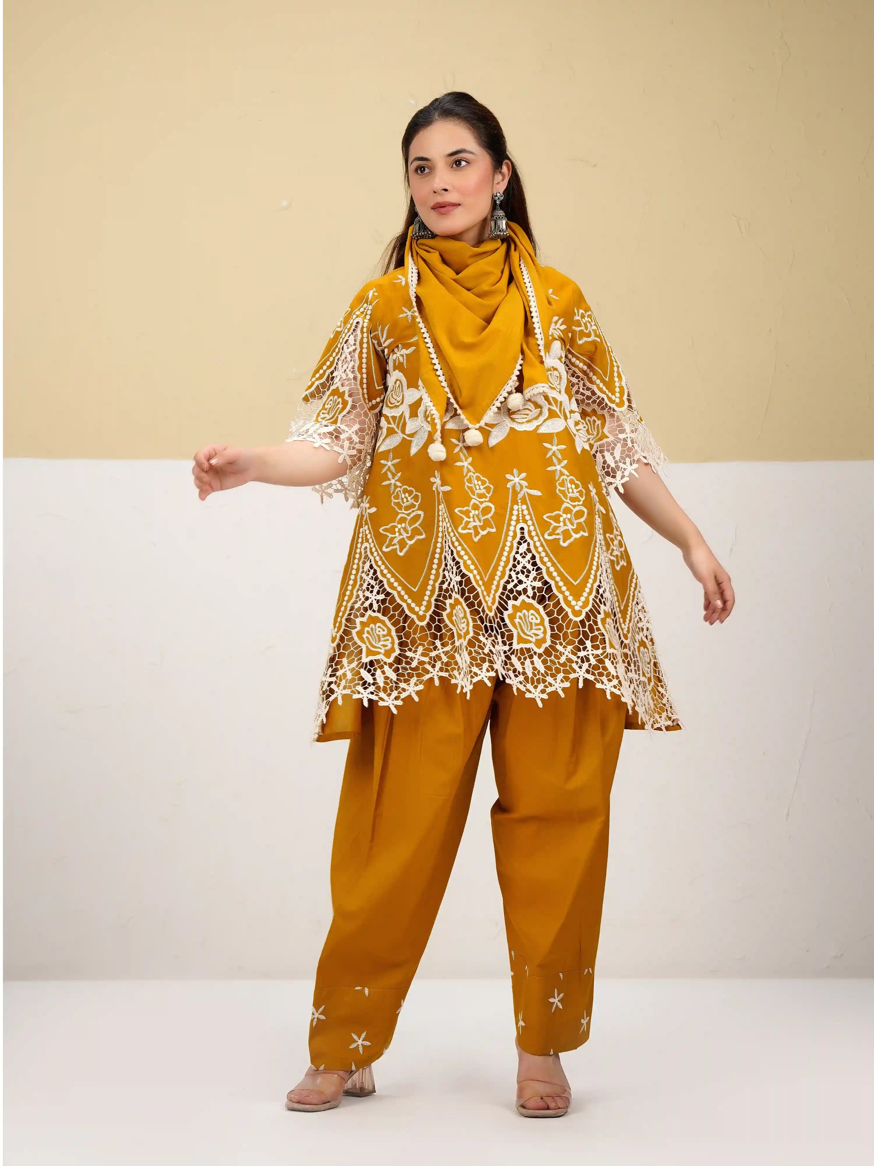 SUNFLOWER EMBROIDERED ELEGANCE PAKISTANI FARSHI SALWAR SUIT
