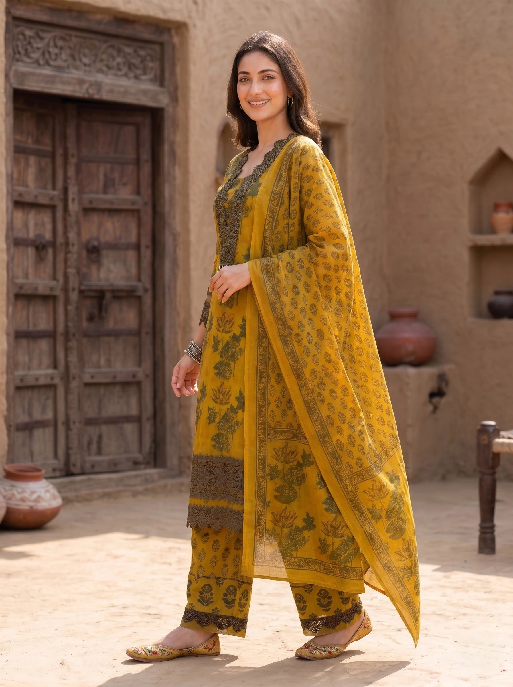 MUSTURD GULBAHAR PAKISTANI SUIT SET