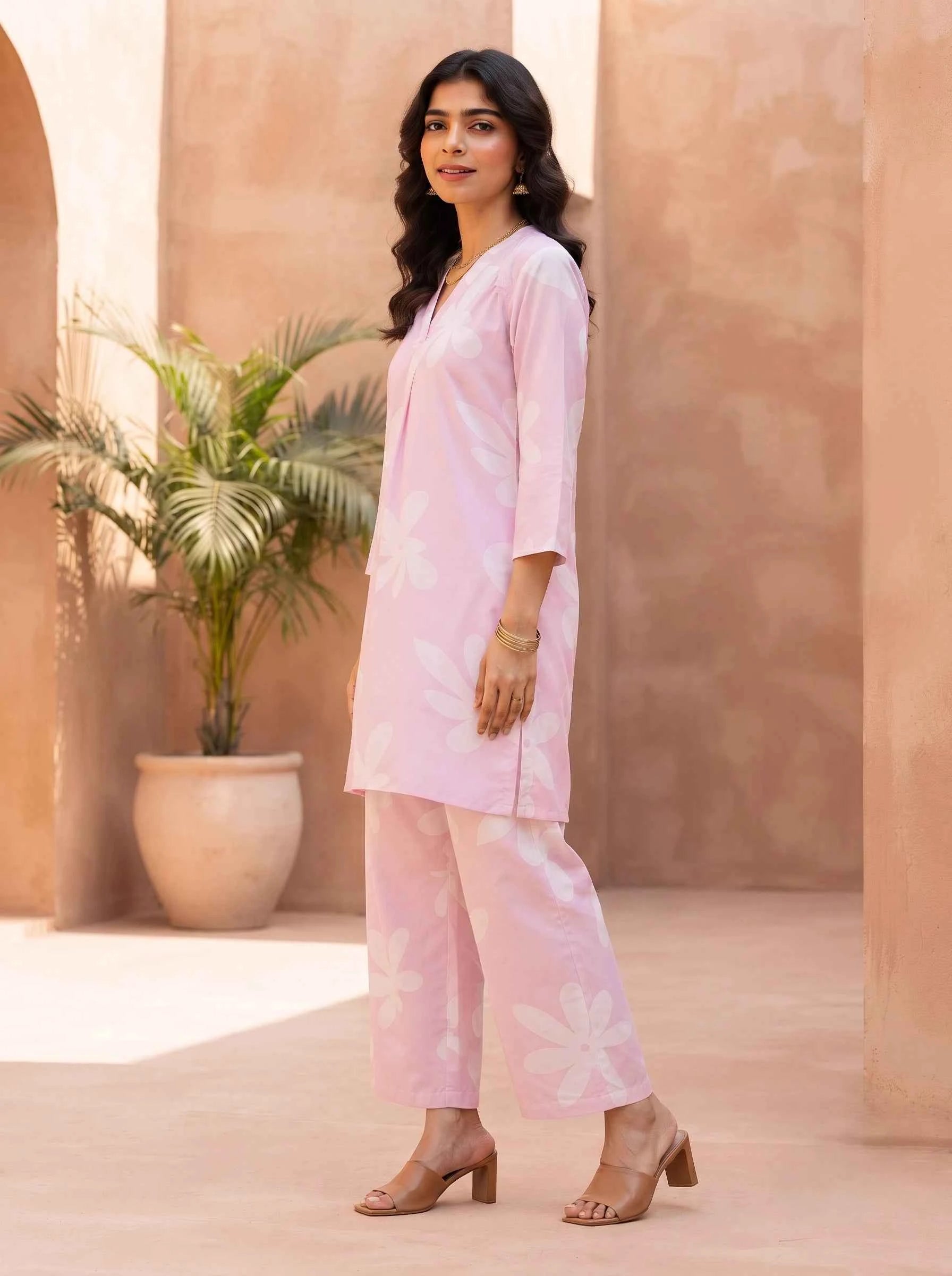 PINK PETALS ELEGANCE PURE COTTON CO-ORD SET