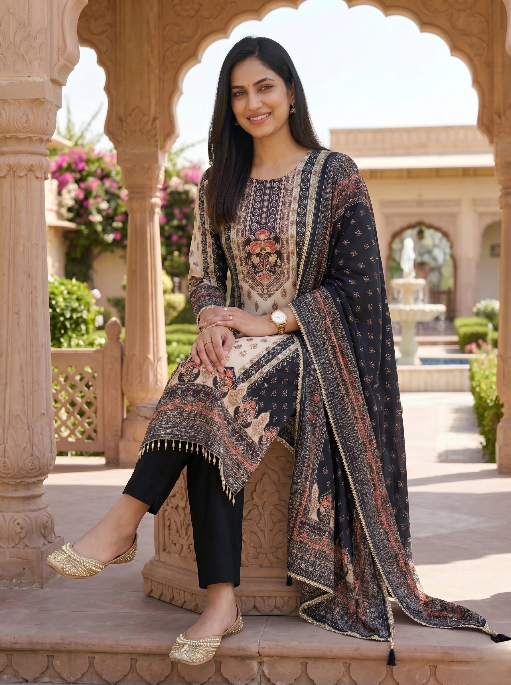 RABIA BLACK STRAIGHT SUIT SET