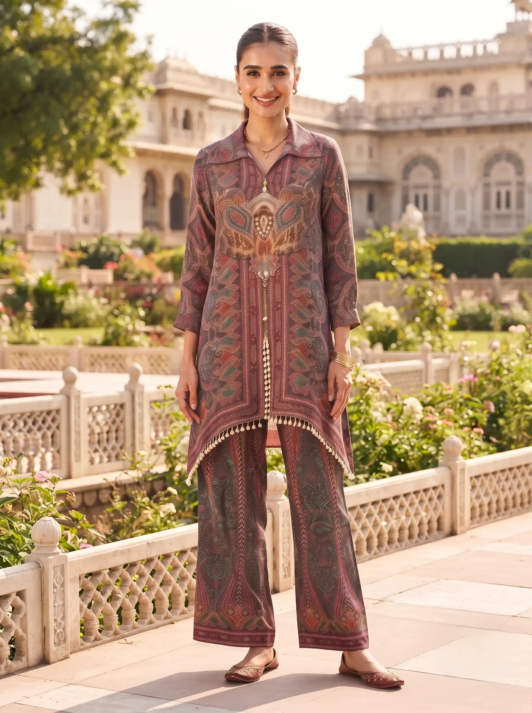 ROYAL PAISLEY PRINTED PURE MUSLIN CO-ORD SET