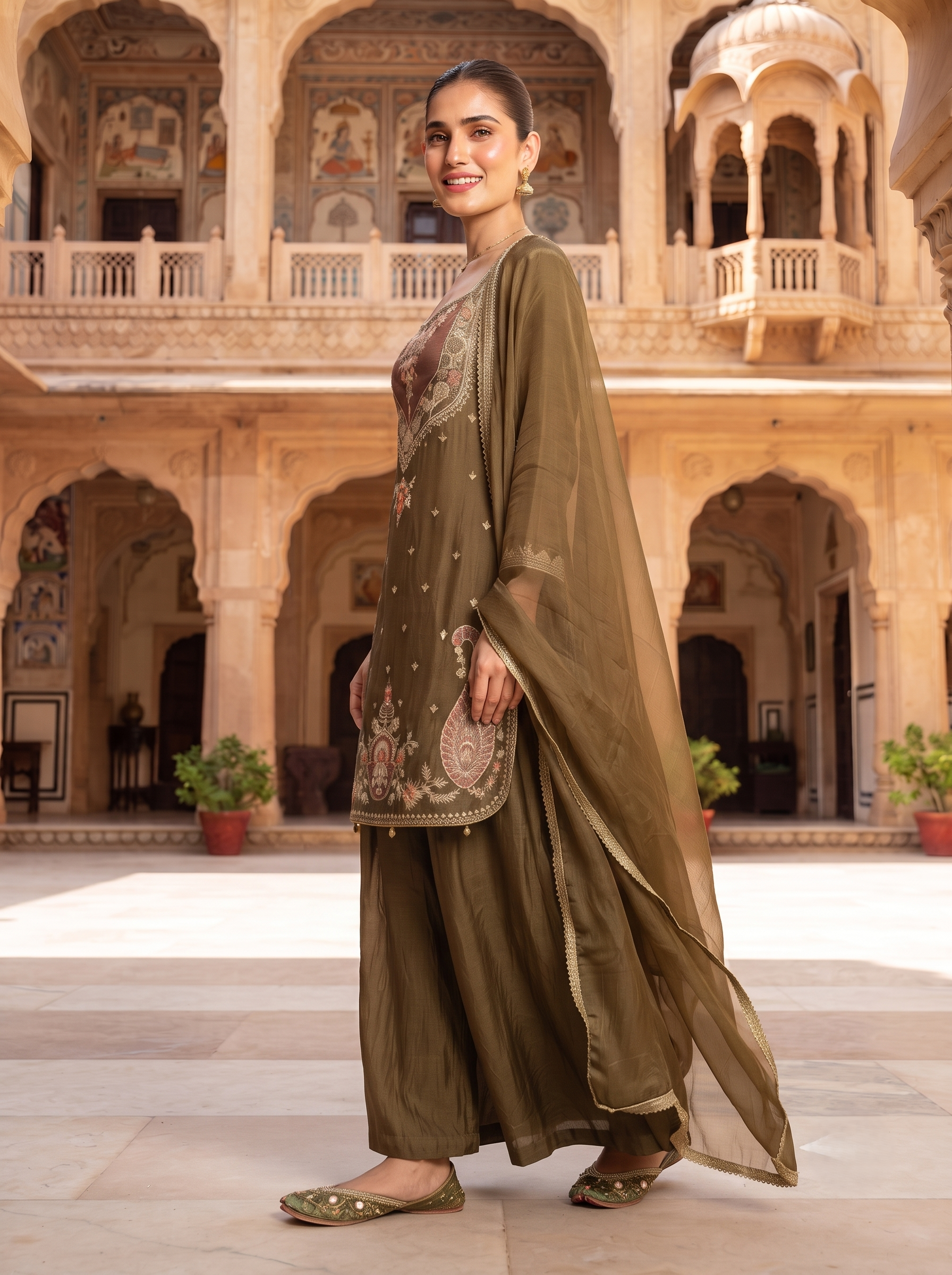 COCOA LUXE SHIMMER PAKISTANI SUIT WITH DUPATTA