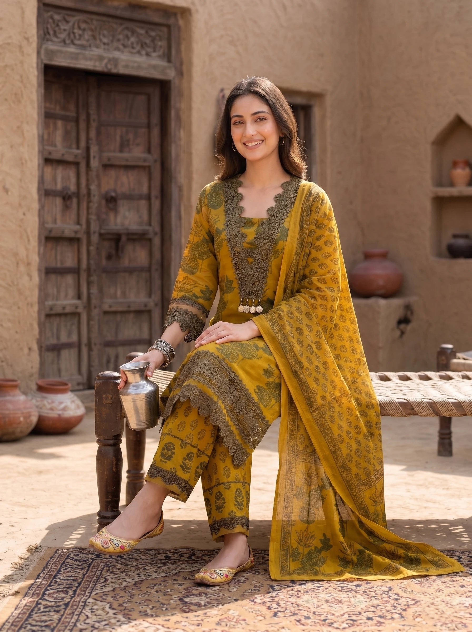 MUSTURD GULBAHAR PAKISTANI SUIT SET