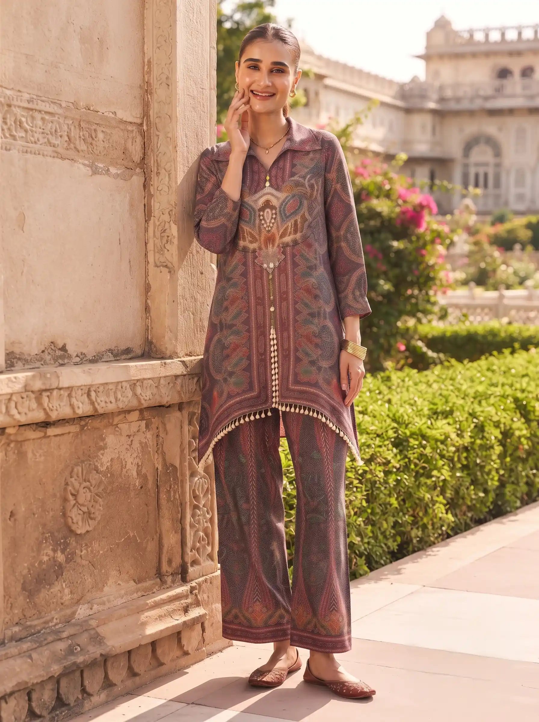 ROYAL PAISLEY PRINTED PURE MUSLIN CO-ORD SET