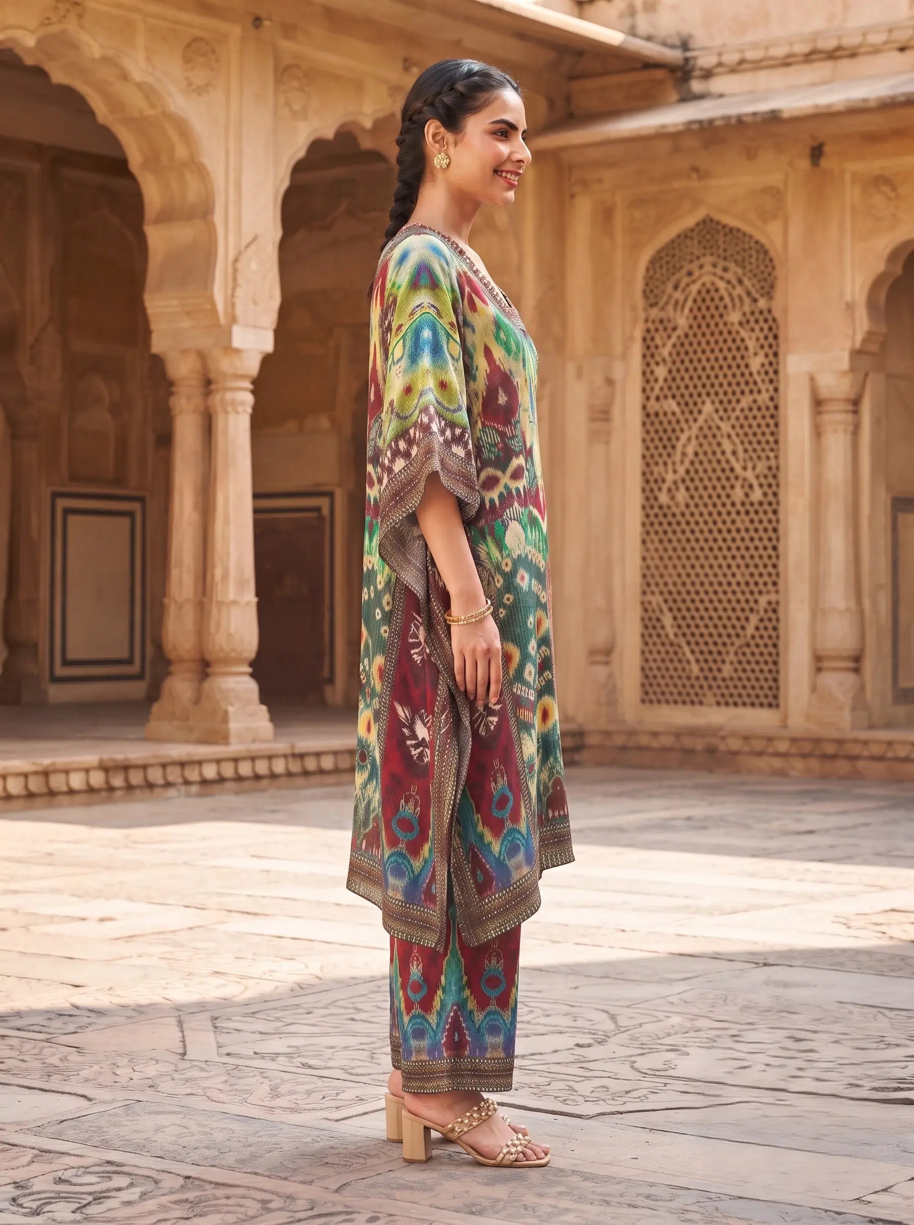 IKEBANA MULTICOLOR IKAT PRINTED PURE MUSLIN CO-ORD SET