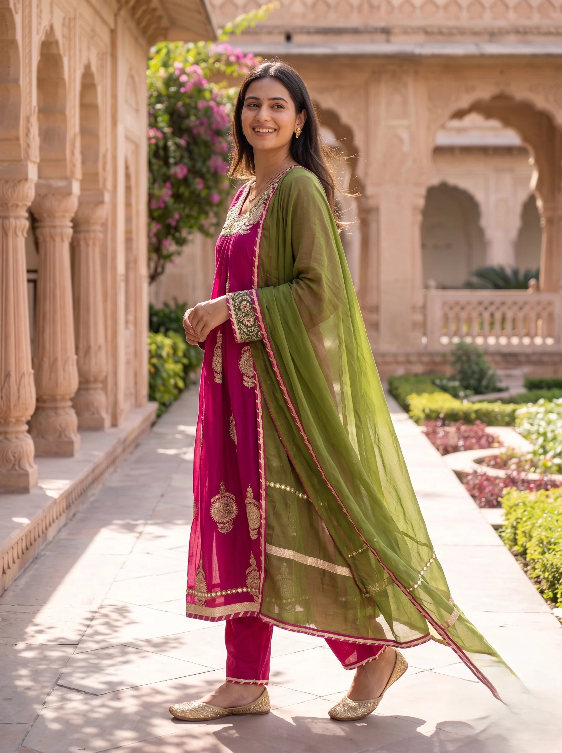 ROSE PINK DESIGNER HAND EMBROIDERED FESTIVE SUIT SET