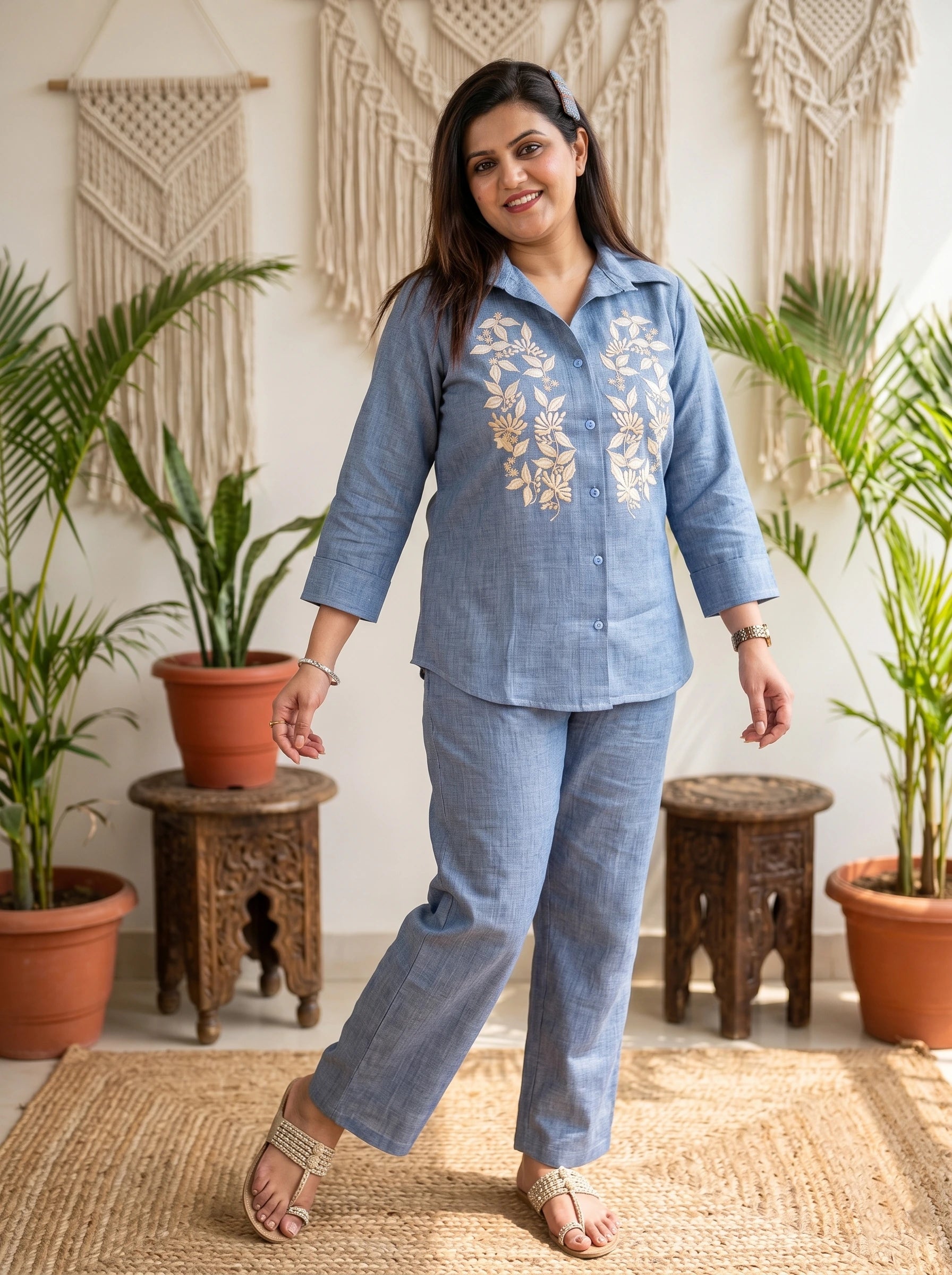 POWDER BLUE EMBROIDERED CO-ORD SET