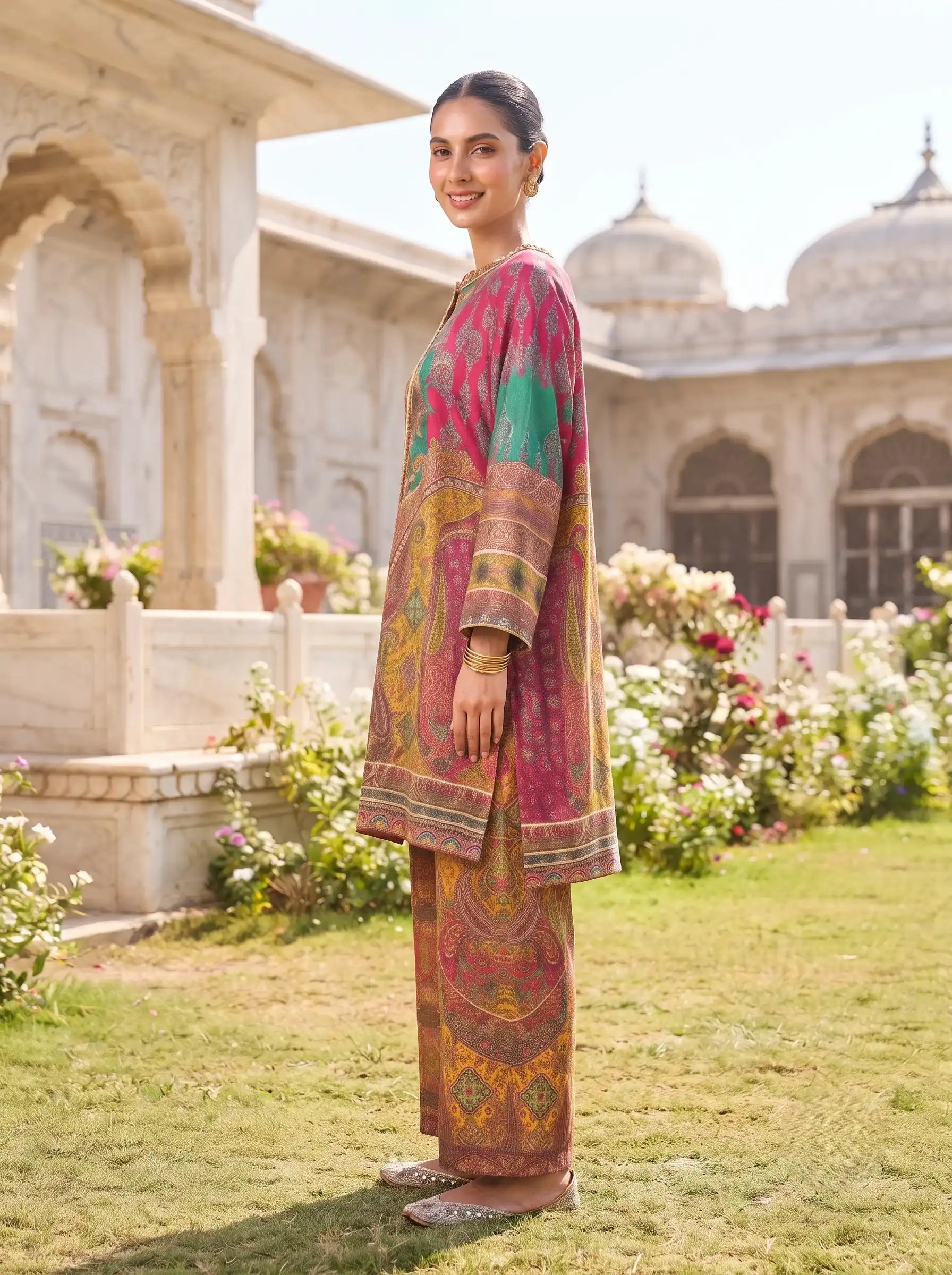 BOHEMIAN SILK-BLEND PURE MUSLIN CO-ORD SET