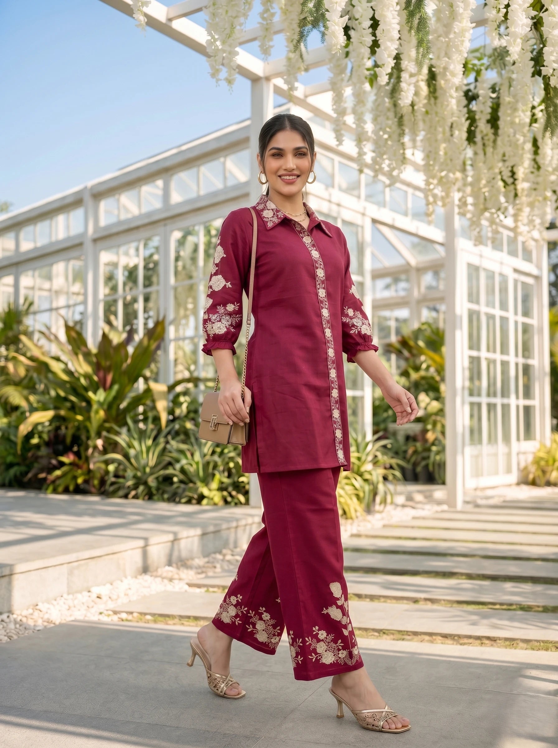 MAGENTA PLUM THREADWORK CO-ORD SET