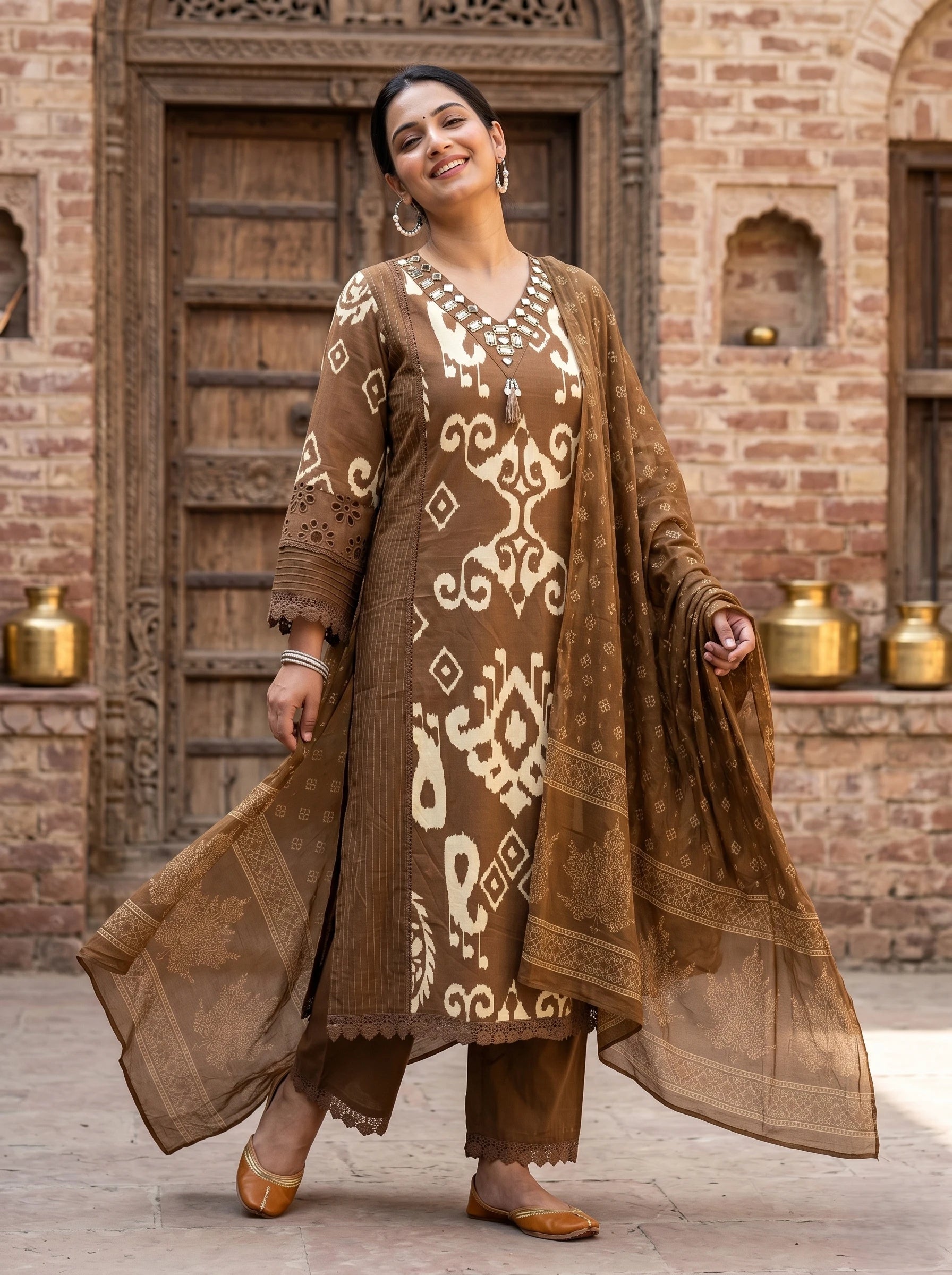 COCOA HERITAGE MUL COTTON SUIT SET