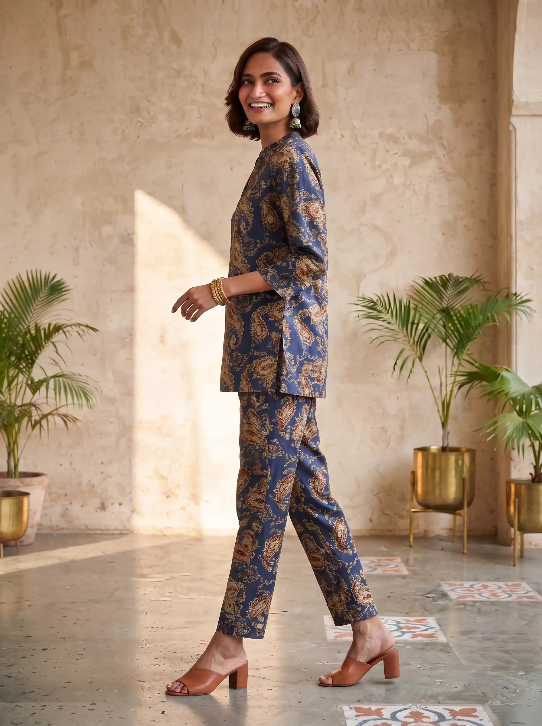 BLUE EMPRESS PAISLEY PURE COTTON CO-ORD SET