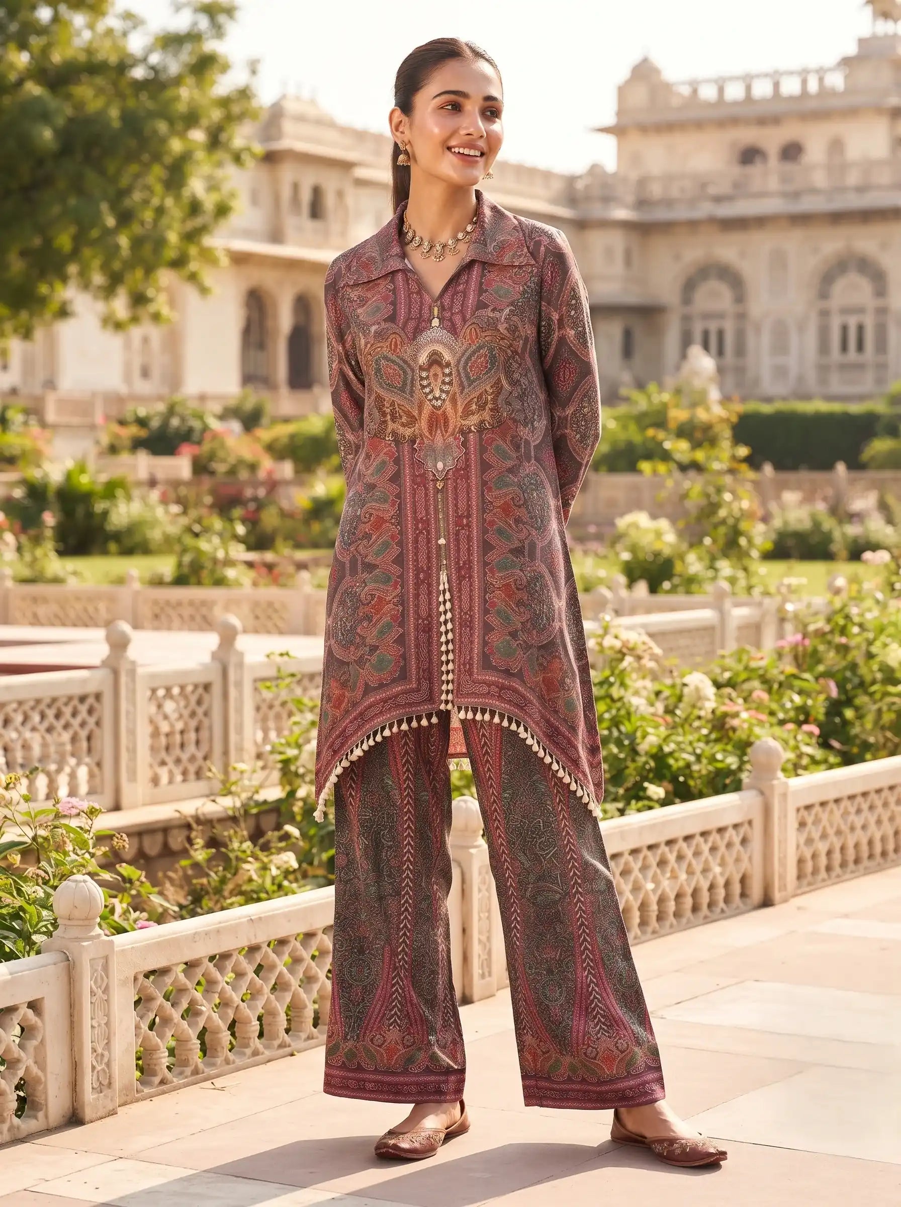 ROYAL PAISLEY PRINTED PURE MUSLIN CO-ORD SET