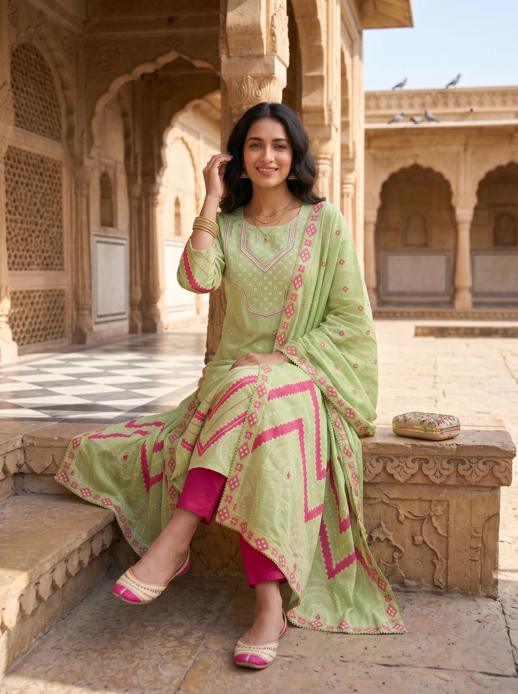 MINT GREEN HANDWORK EMBROIDERED SUIT SET