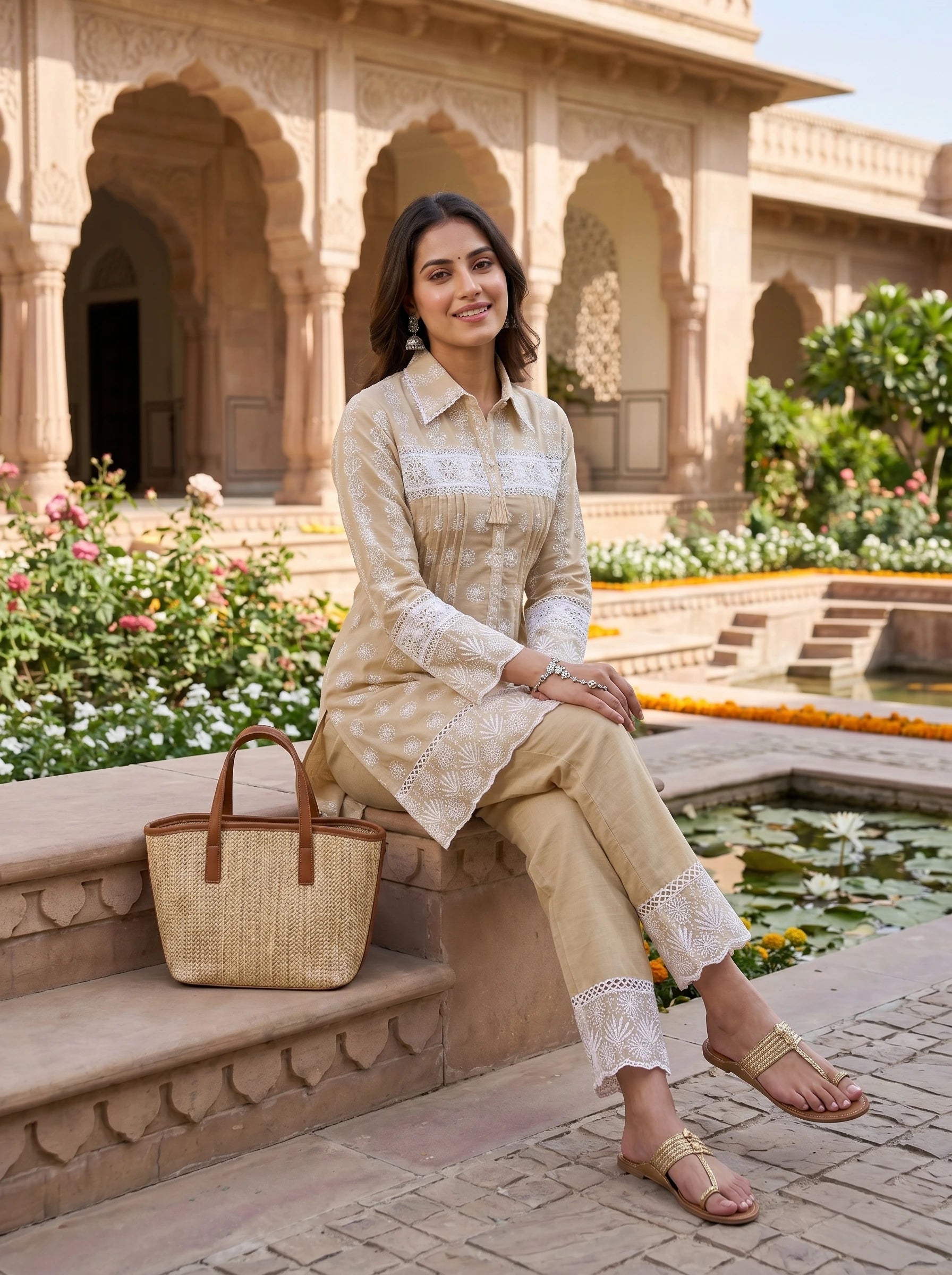 BEIGE LACE ELEGANCE CO-ORD SET