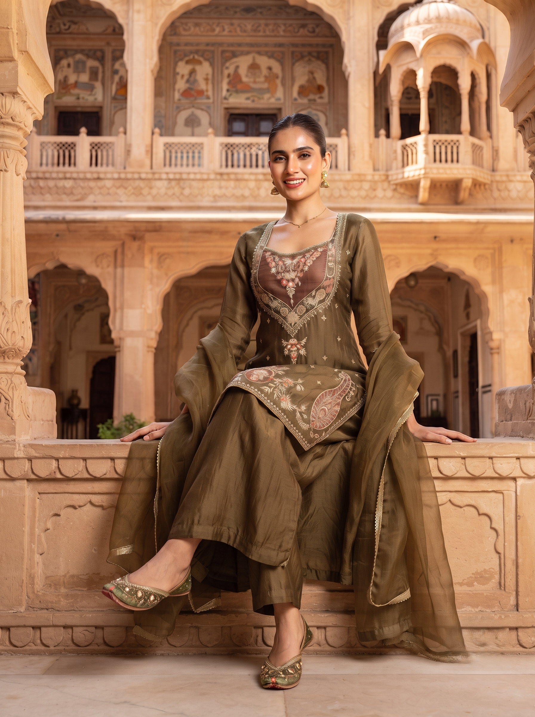 COCOA LUXE SHIMMER PAKISTANI SUIT WITH DUPATTA