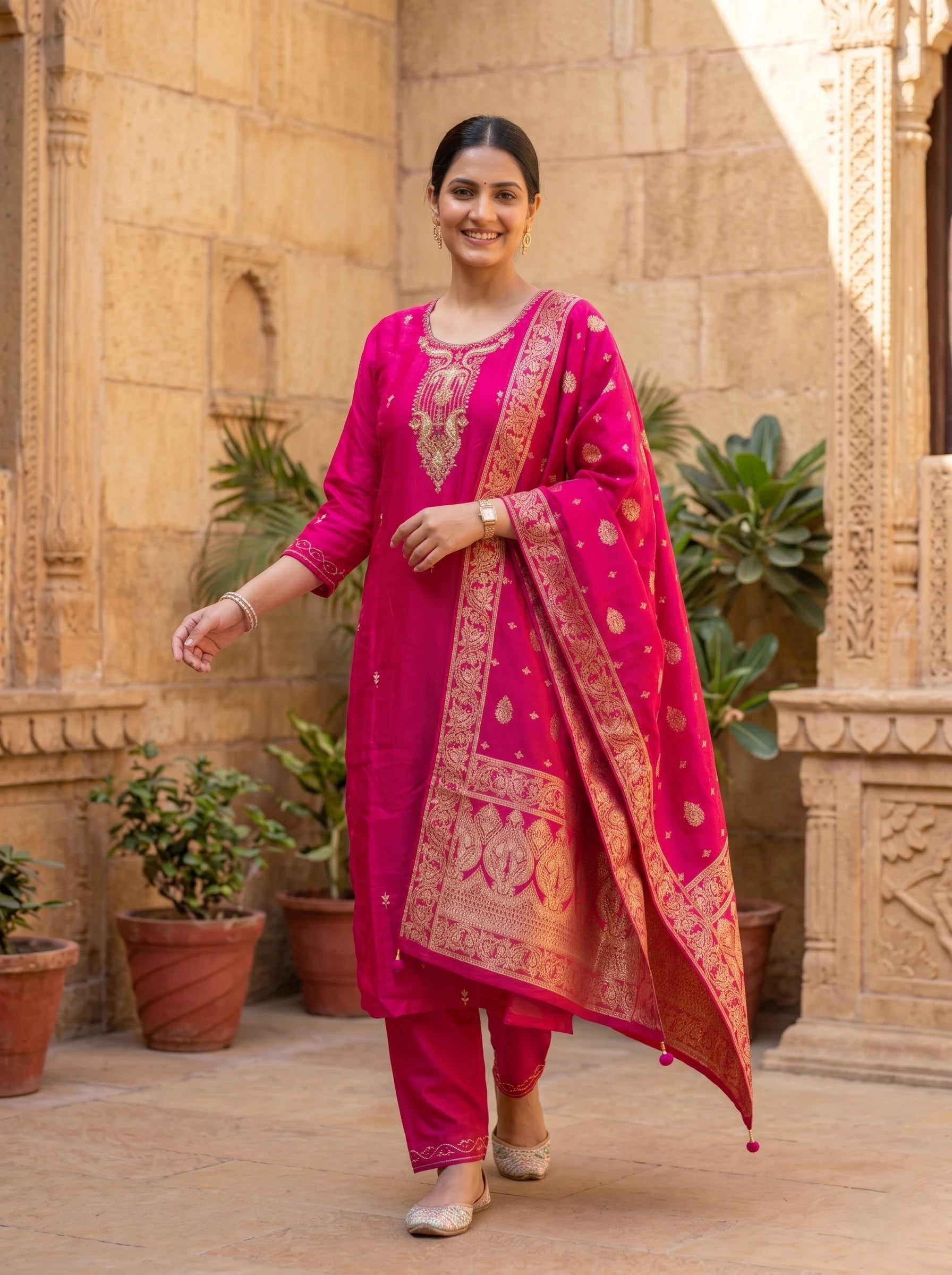 KAMIRA HANDWORK BANARSI DUPATTA SUIT SET