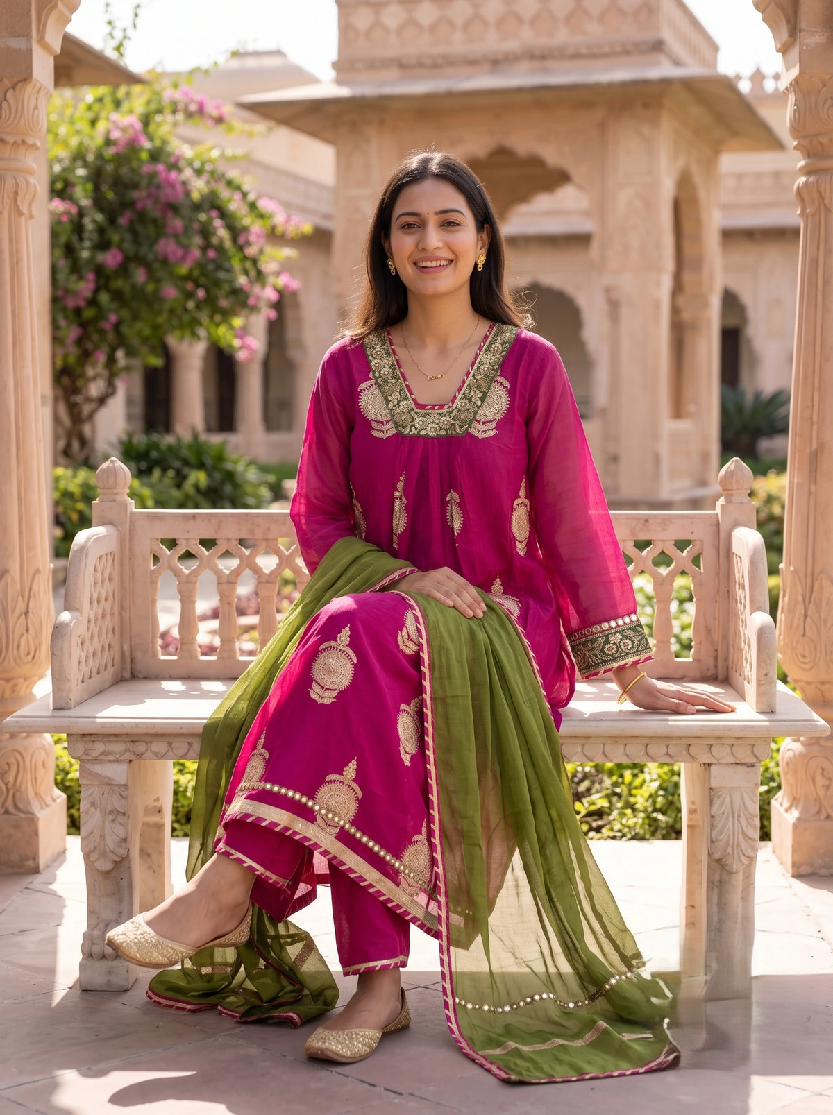 ROSE PINK DESIGNER HAND EMBROIDERED FESTIVE SUIT SET