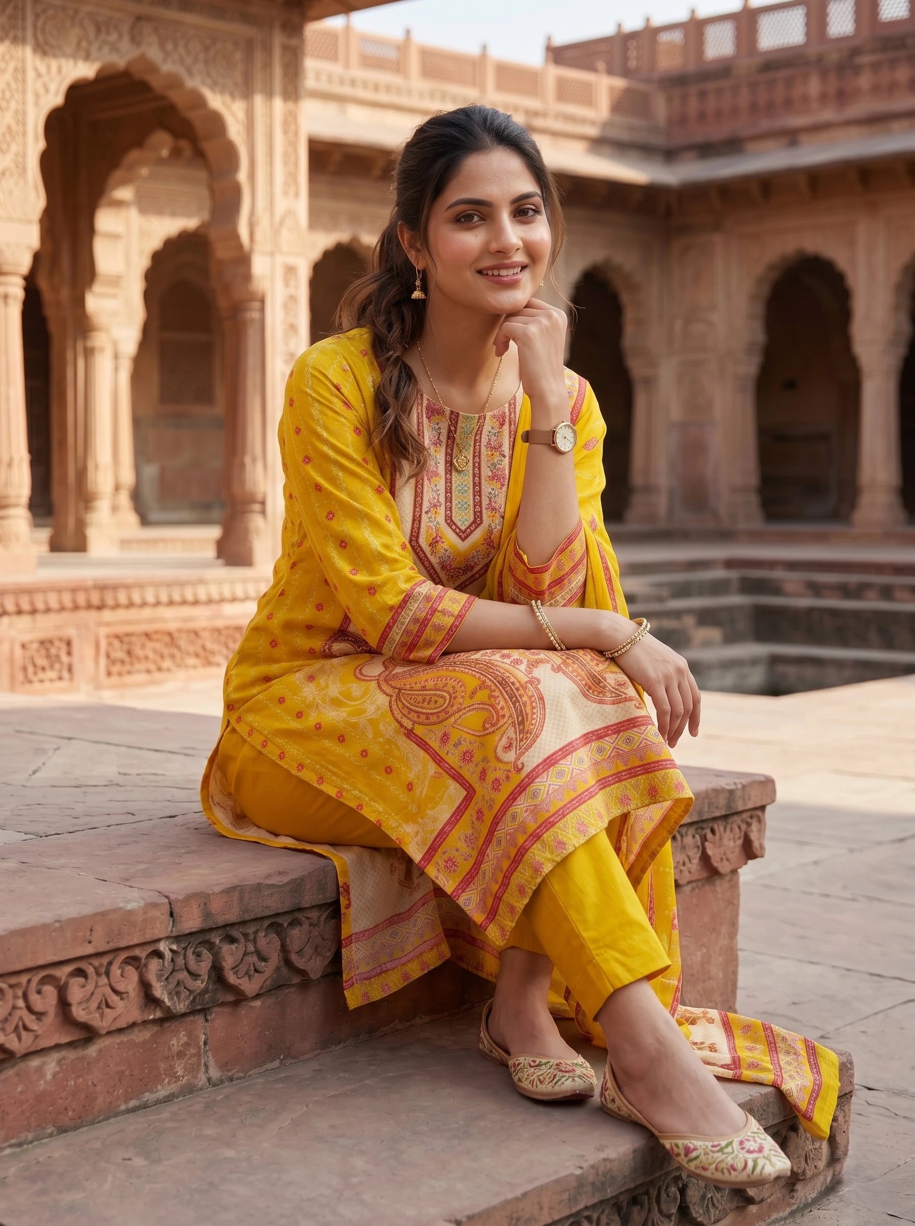 ROYAL YELLOW MIRROR HANDWORK SUIT SET