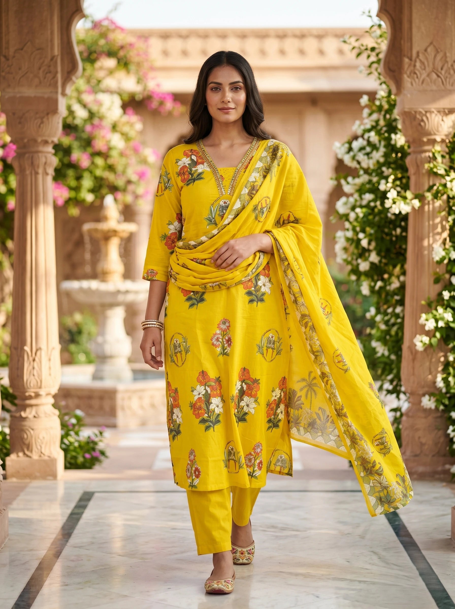 SUN FLOWER HANDWORK SUIT SET