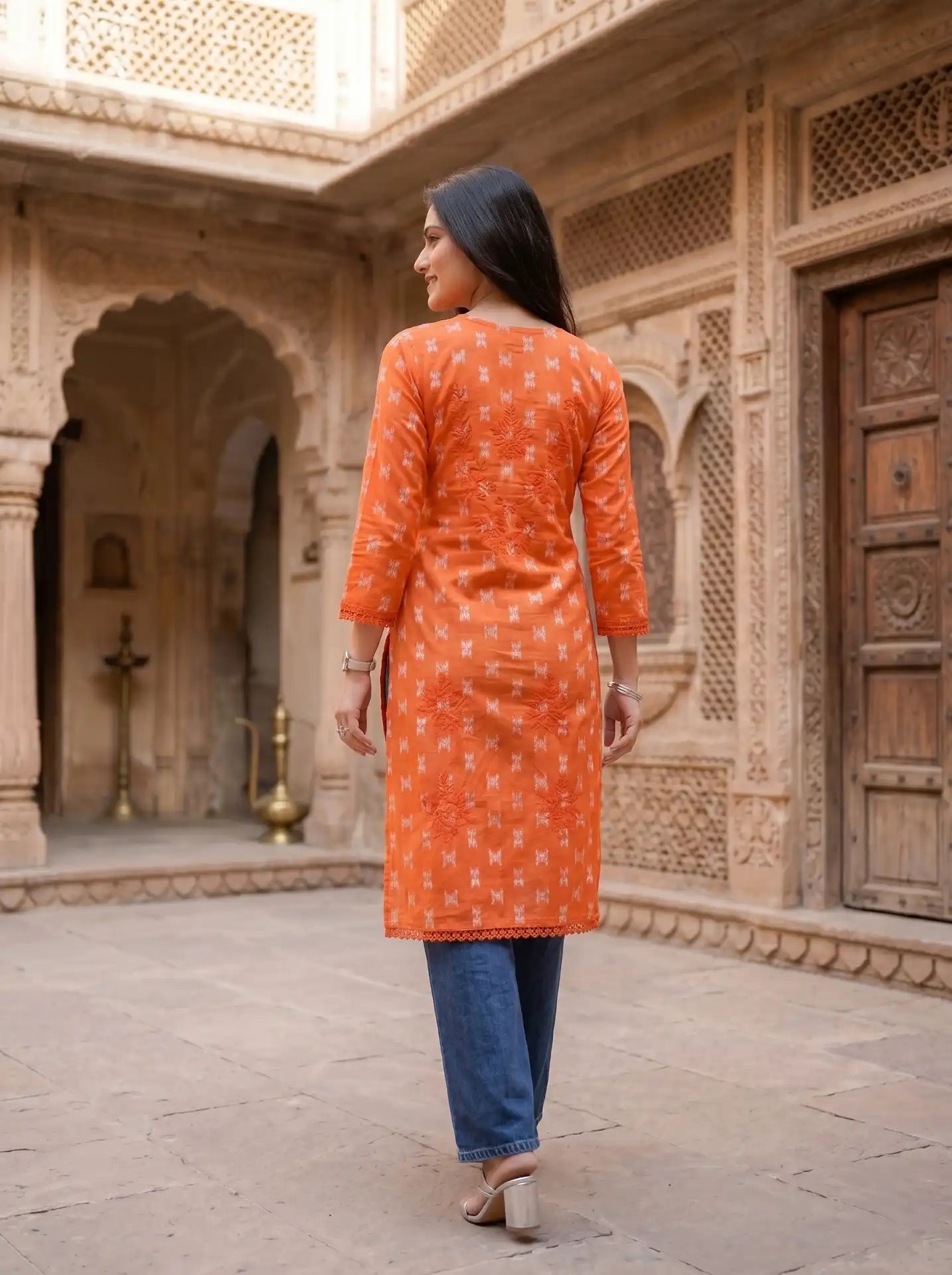 BRIGHT ORANGE EASYWEAR KURTI