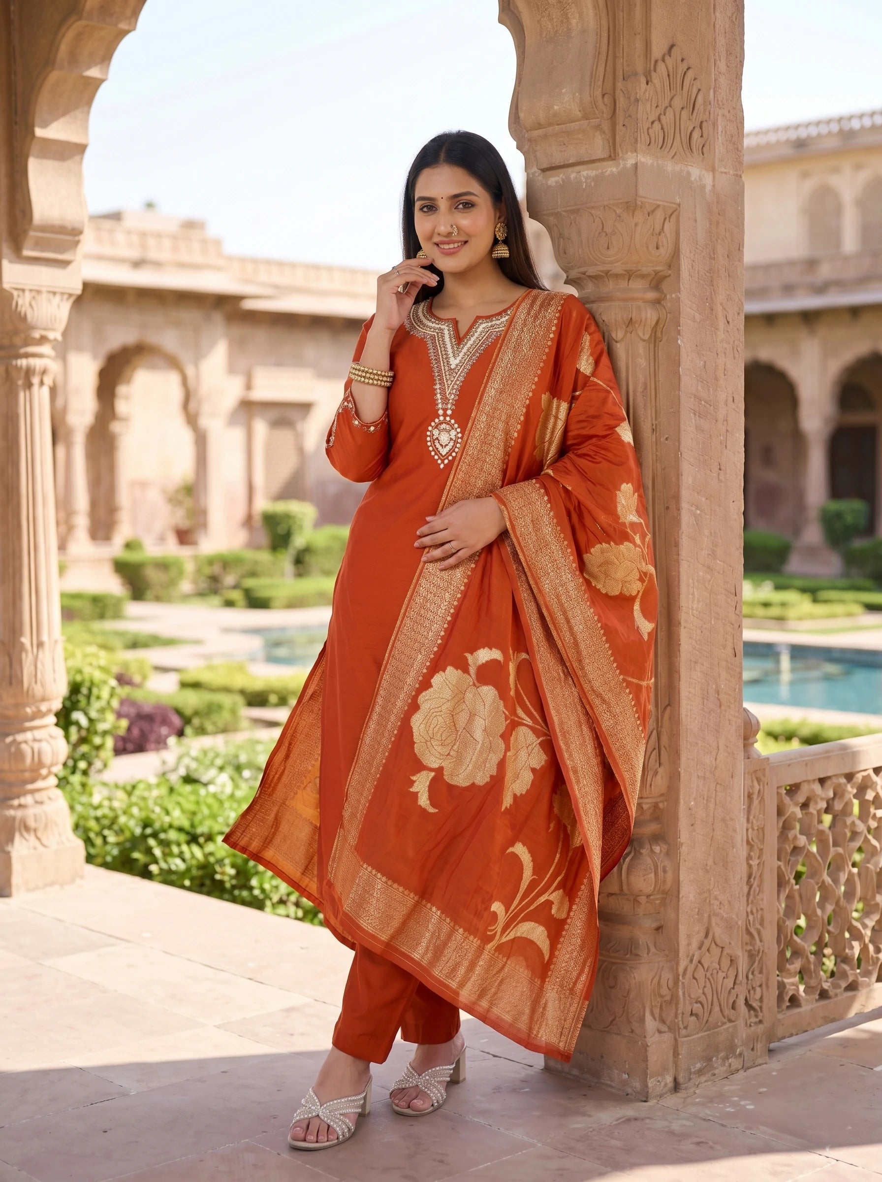 AGNI RUST HANDWORK SUIT SET