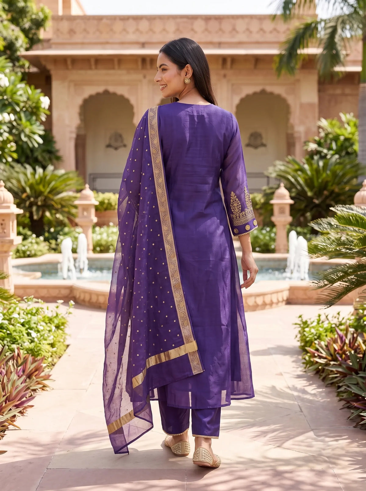 PURPLE FESTIVE DESIGNER HAND EMBROIDERED FESTIVE SUIT SET