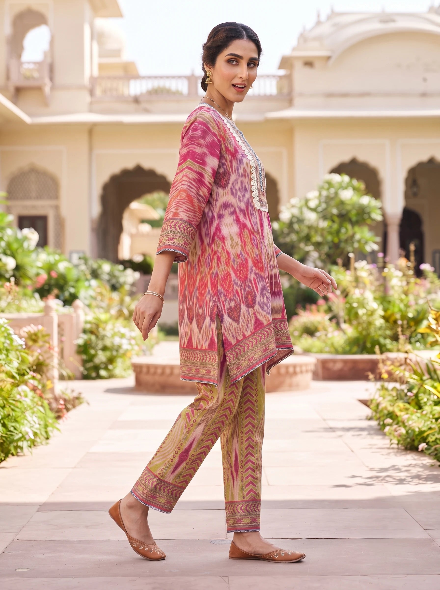 IKEBANA HERITAGE PRINTED PURE MUSLIN CO-ORD SET