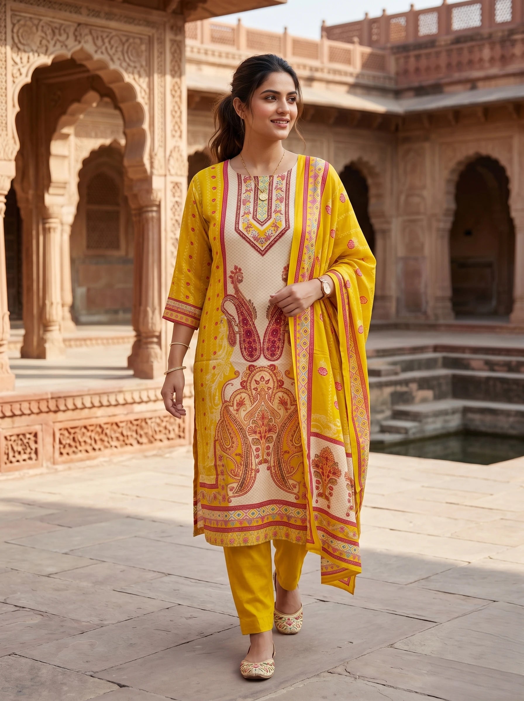 ROYAL YELLOW MIRROR HANDWORK SUIT SET