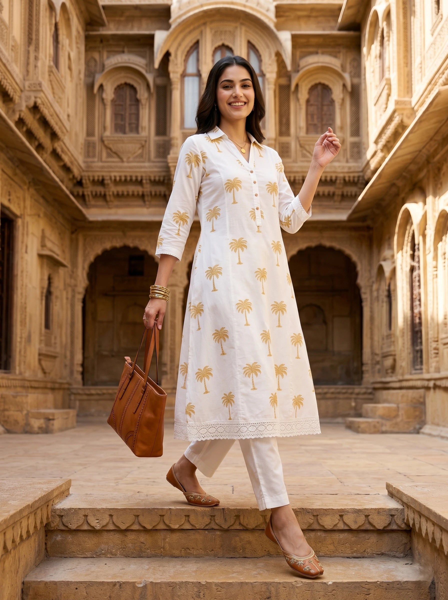 PALM TREE WITH INNER KURTA SET