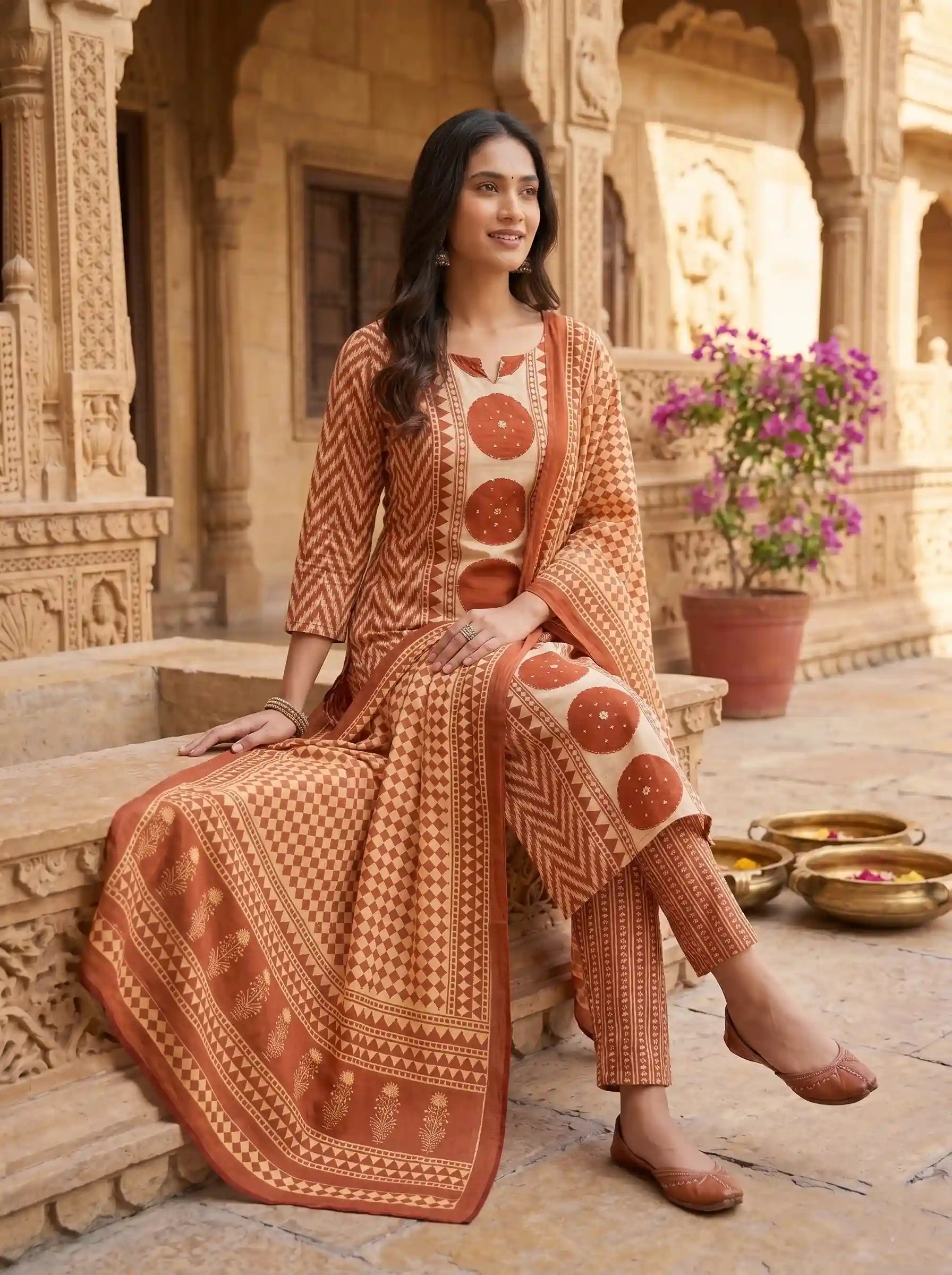 RUST POLKA CHARM SUIT SET