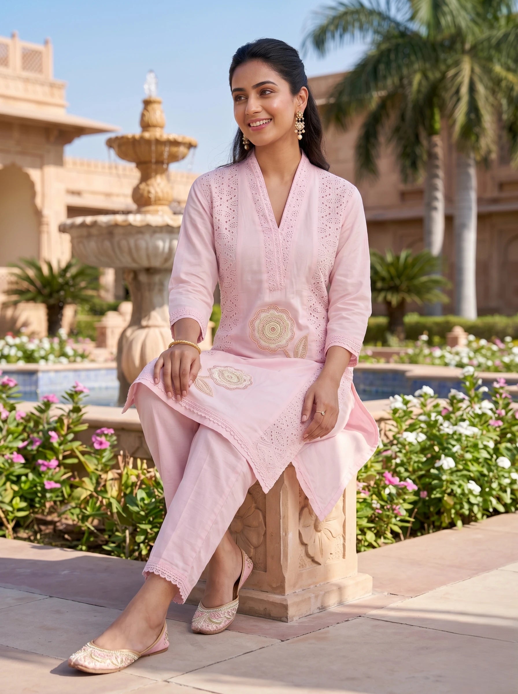 BLUSH PINK CHIKANKARI ELEGANCE CO-ORD SET