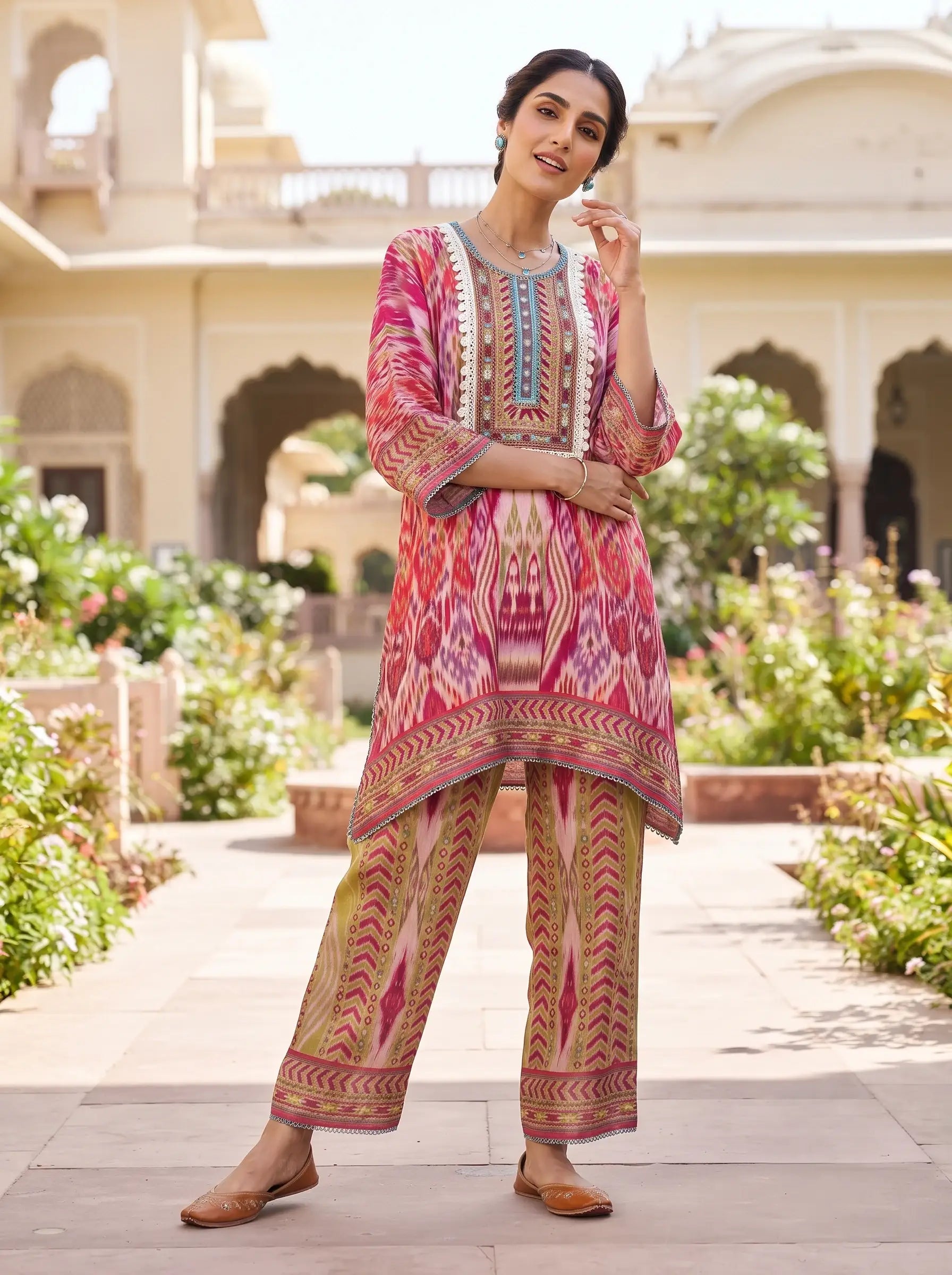 IKEBANA HERITAGE PRINTED PURE MUSLIN CO-ORD SET