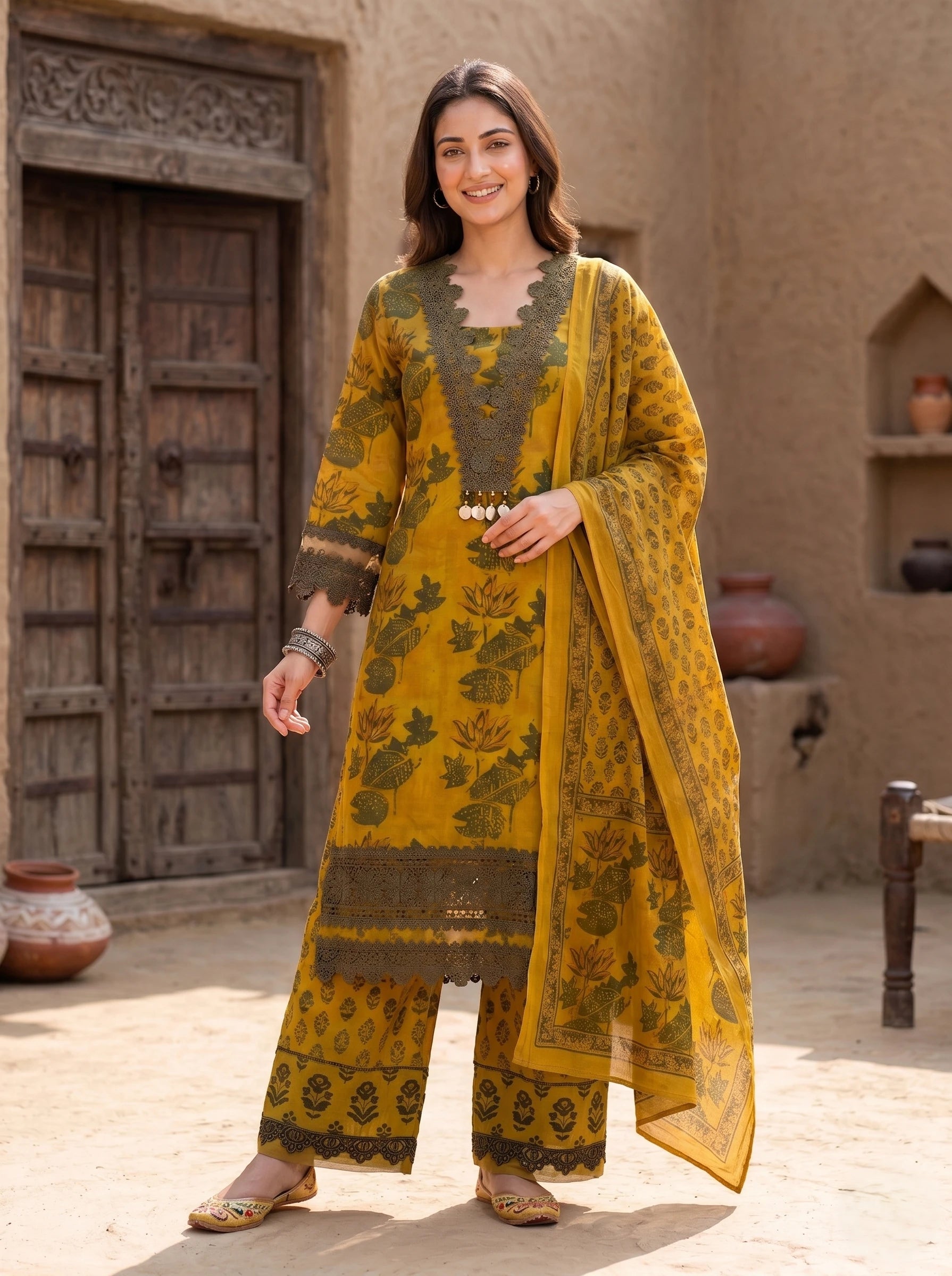 MUSTURD GULBAHAR PAKISTANI SUIT SET