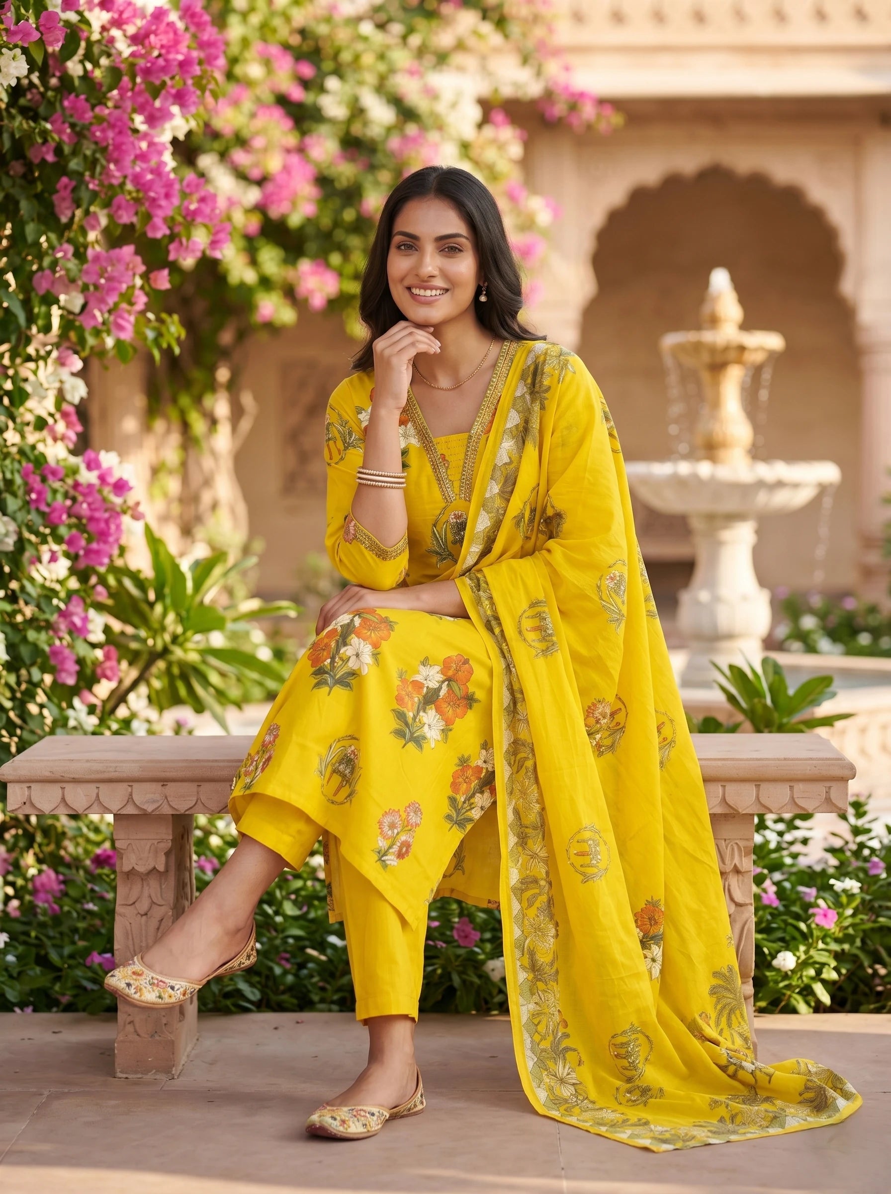 SUN FLOWER HANDWORK SUIT SET
