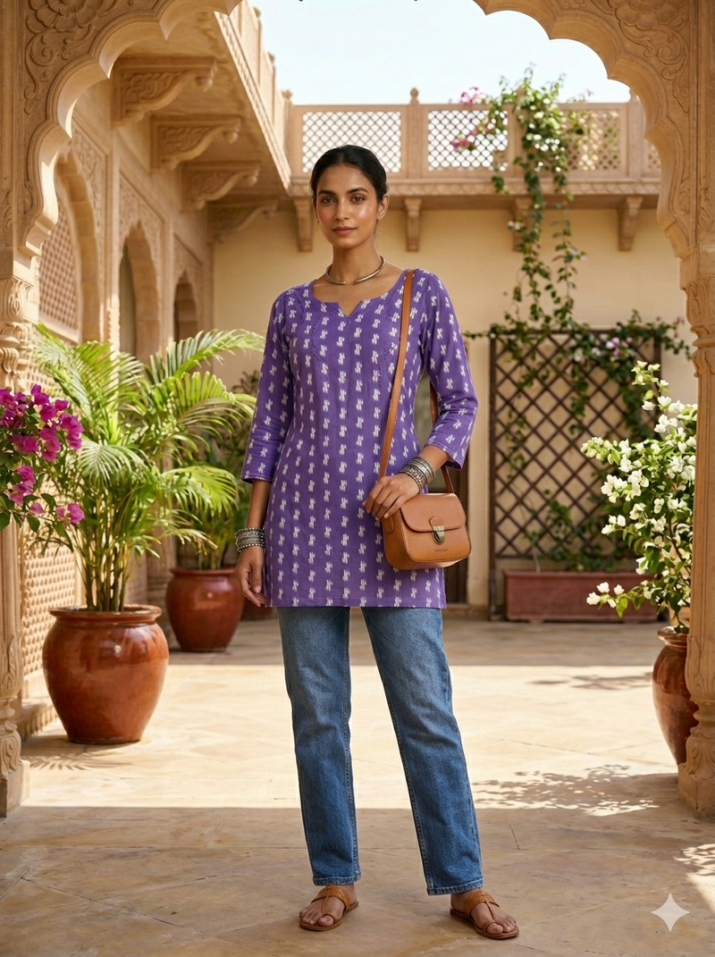 PURPLE EMBROIDERED  KURTI