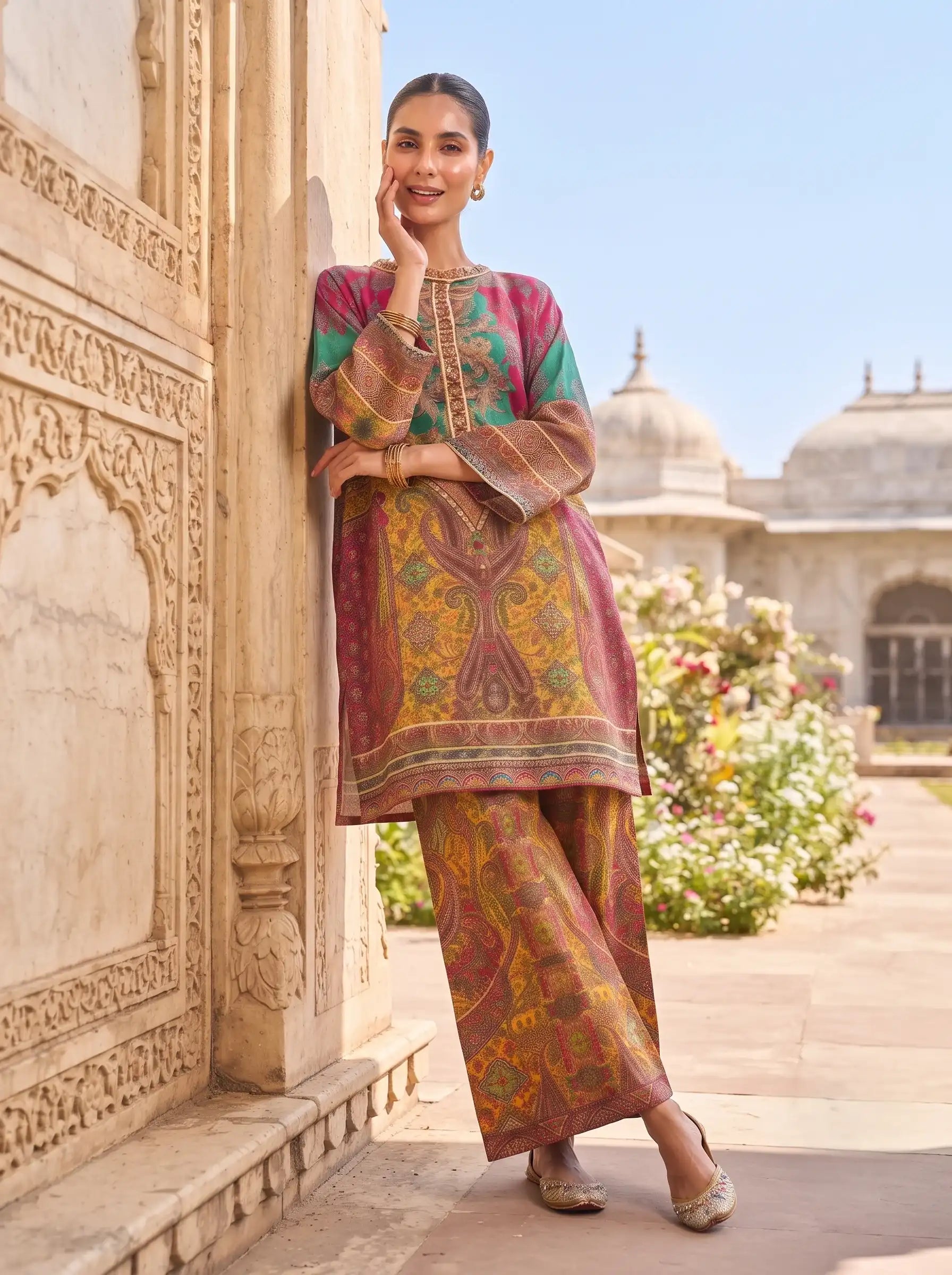 BOHEMIAN SILK-BLEND PURE MUSLIN CO-ORD SET