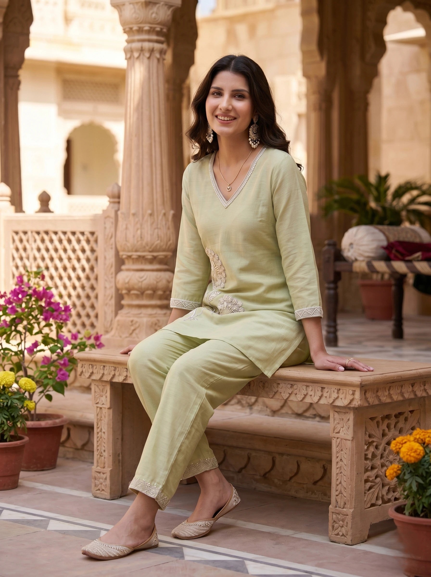 MINT GREEN  HANDWORK  CO-ORD SET