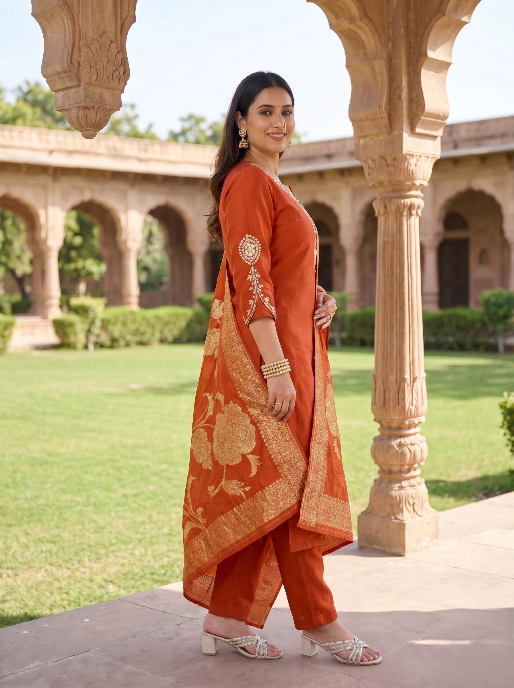AGNI RUST HANDWORK SUIT SET