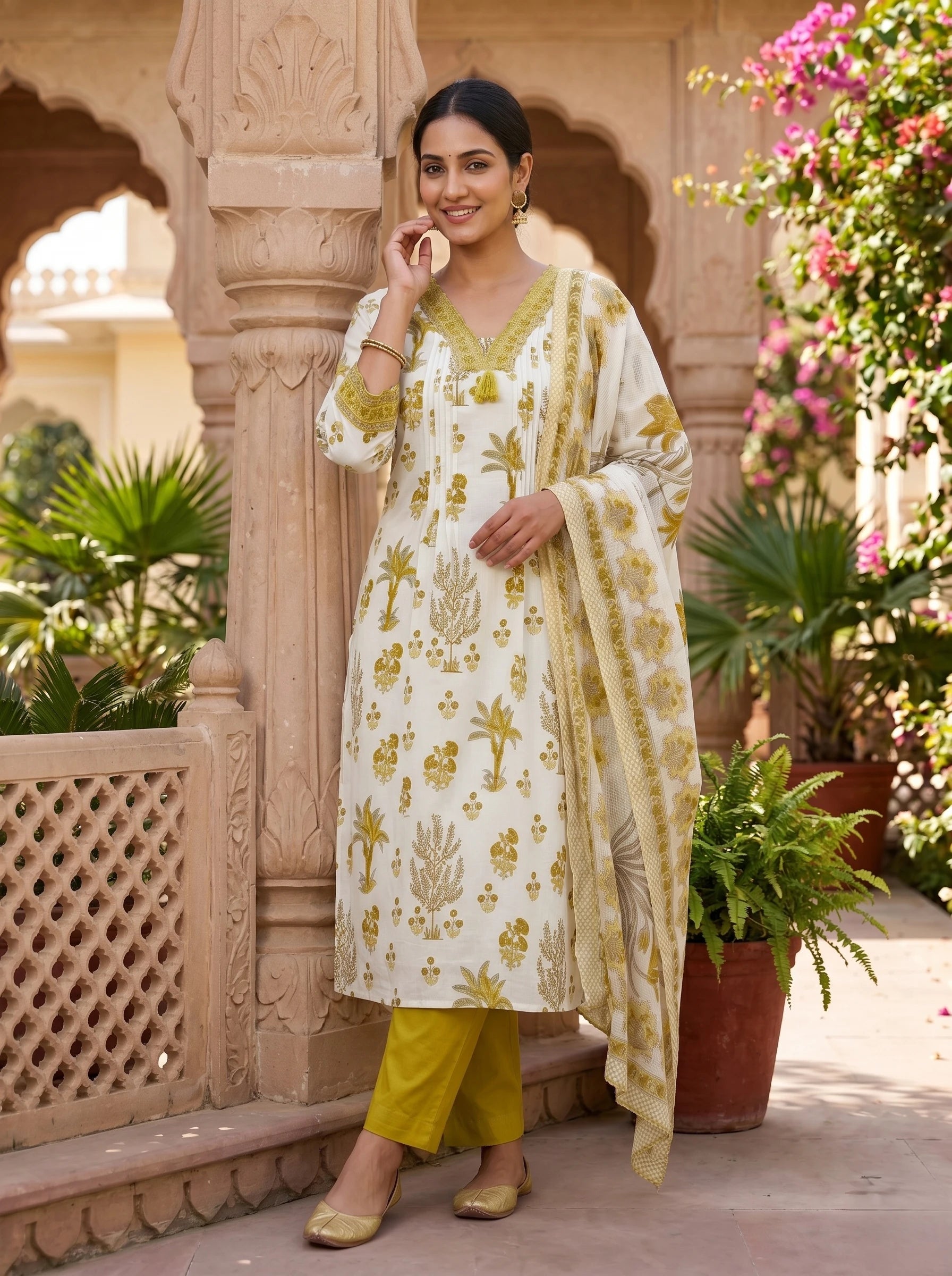 GOLDEN FLORA PURE COTTON SUIT SET