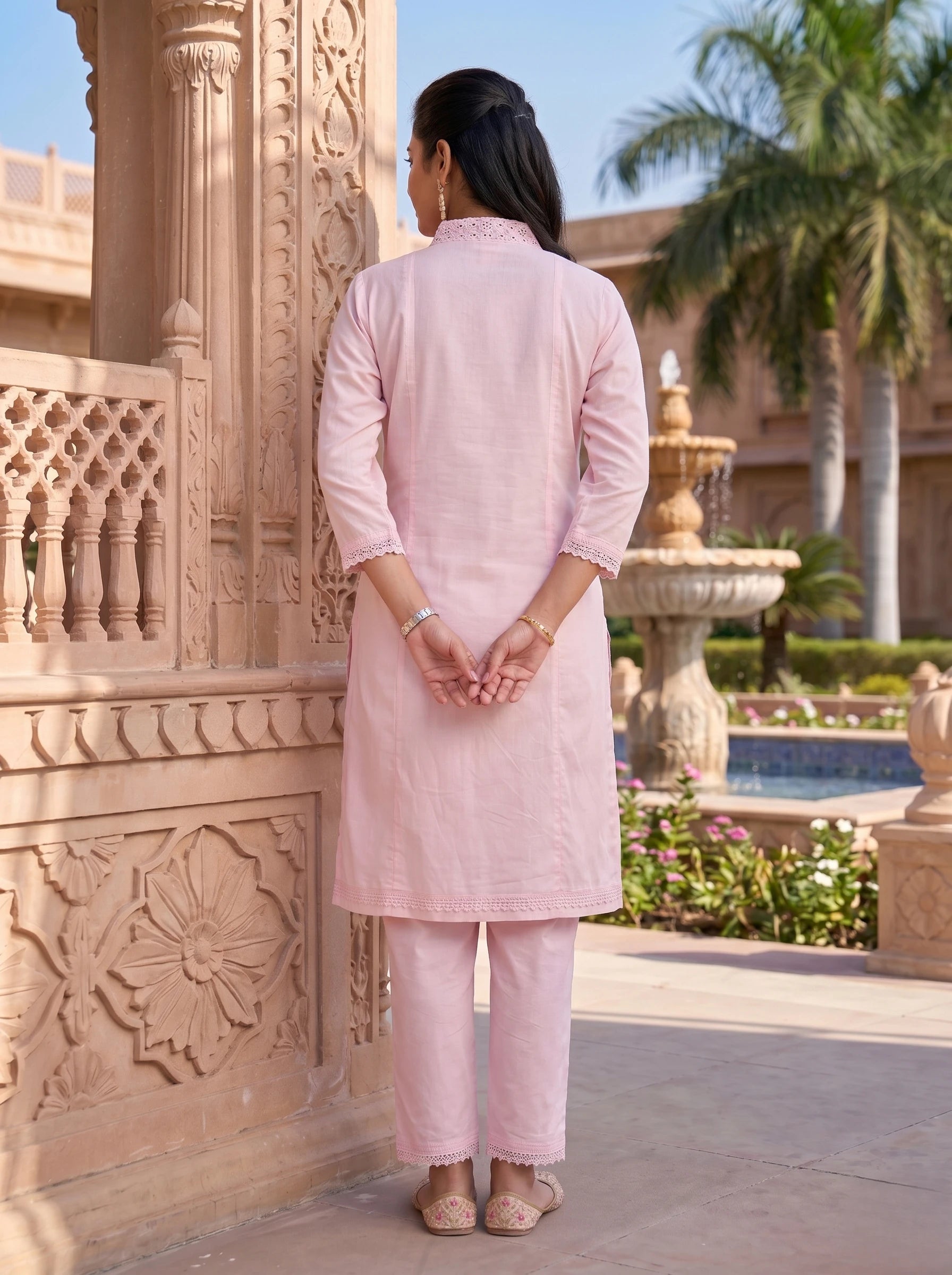 BLUSH PINK CHIKANKARI ELEGANCE CO-ORD SET