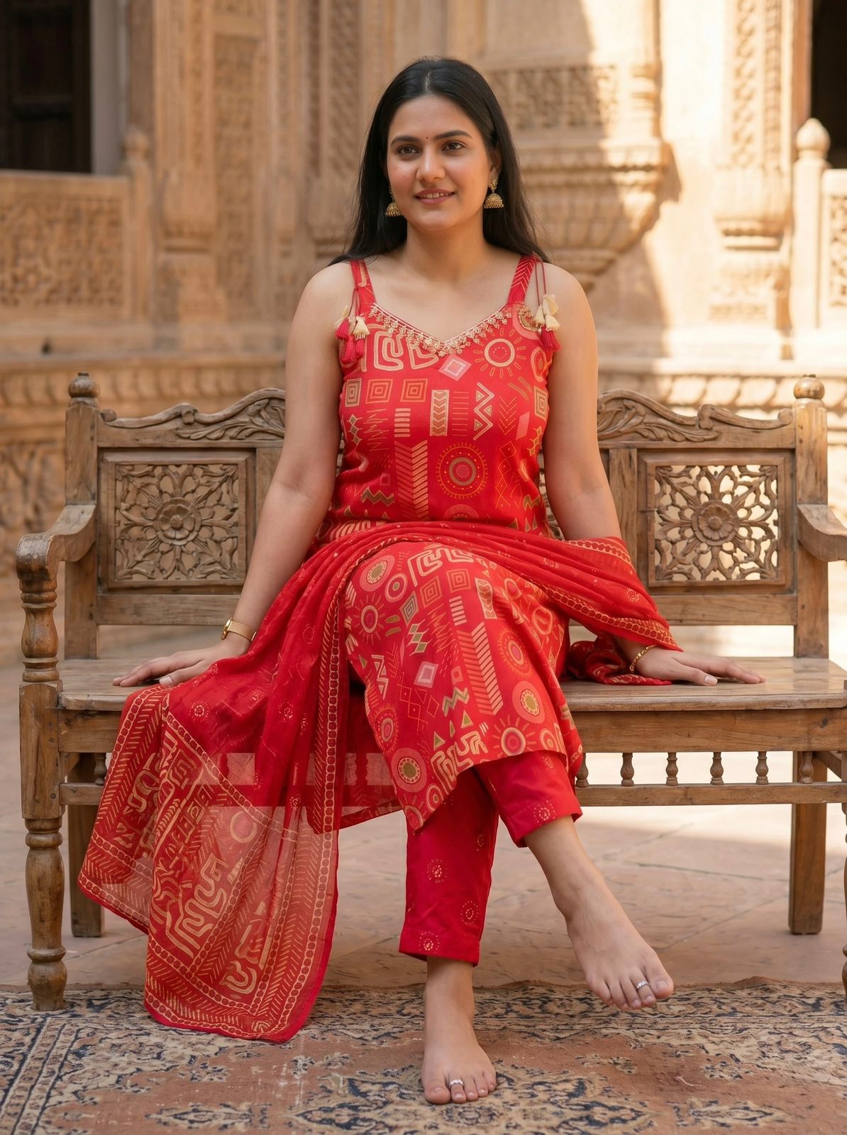 RANI PINK PAISLEY MIRRORWORK  SUIT SET