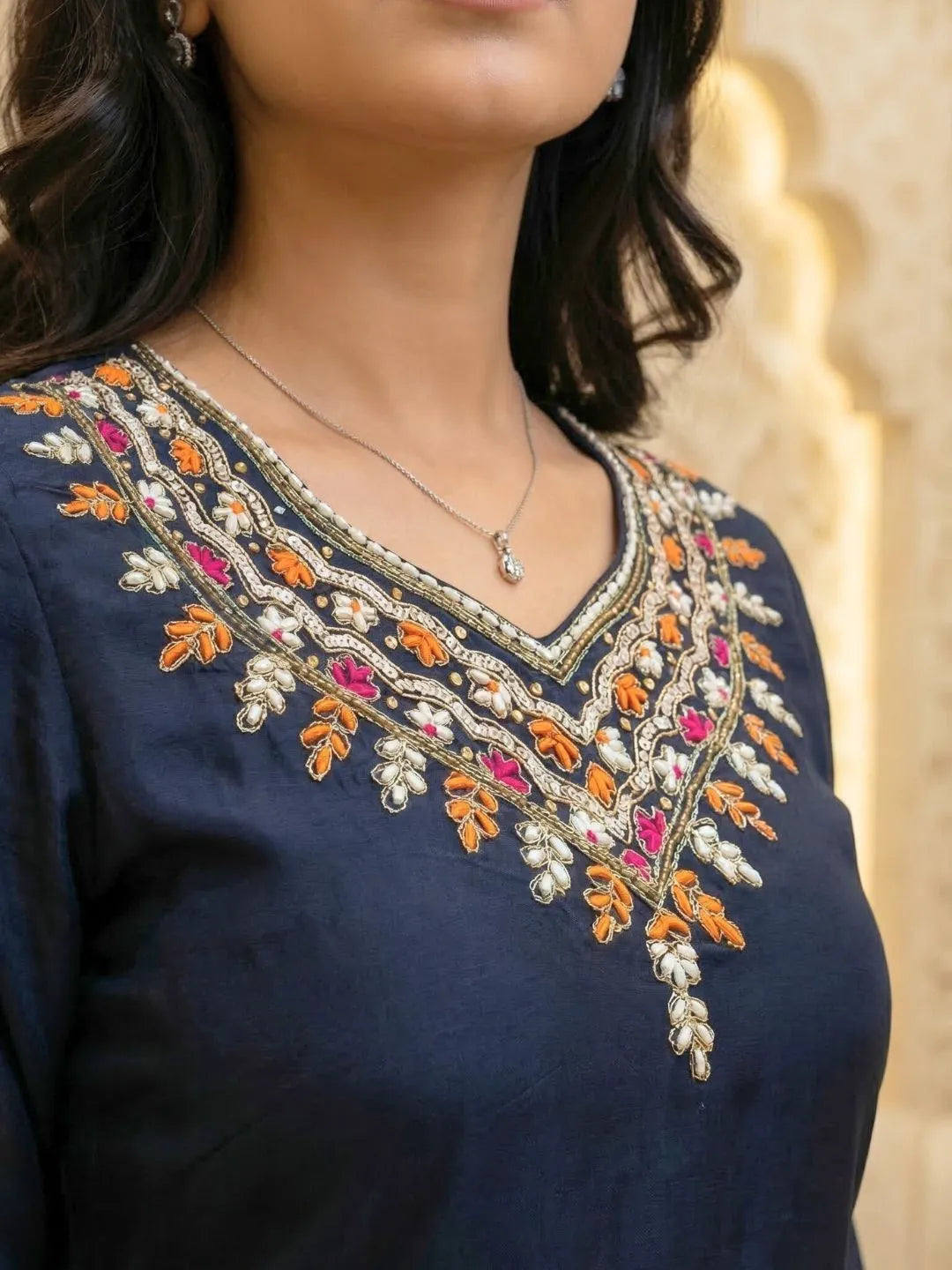 MUGHAL MIDNIGHT CHARM THREADWORK SUIT SET