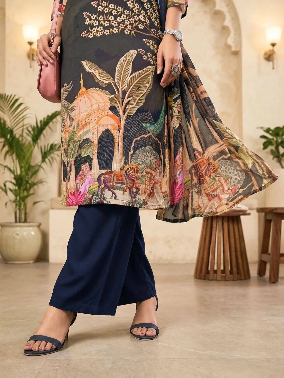 MUGHAL MIDNIGHT CHARM THREADWORK SUIT SET