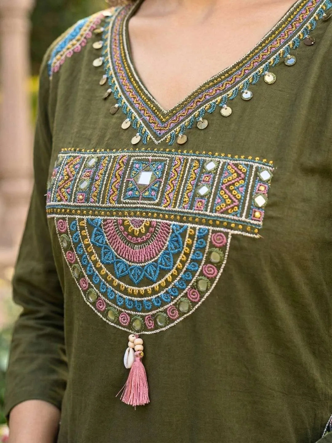 OLIVE GREEN ETHNIC SUIT SET