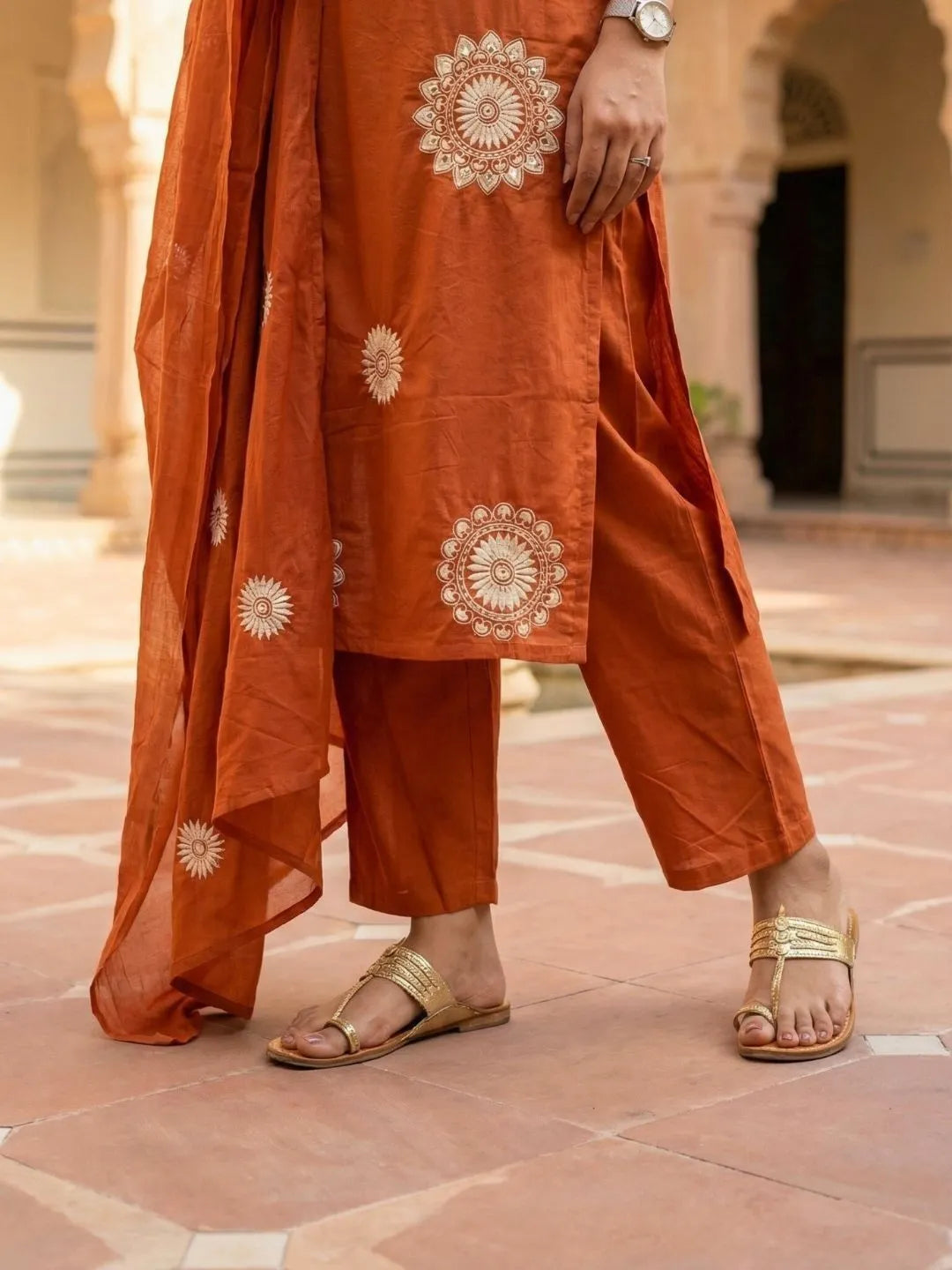 SUNSET TERRACOTTA CHARM THREADWORK SUIT SET