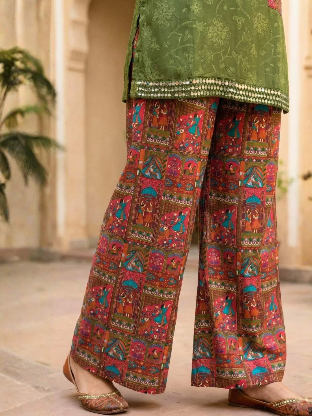 OLIVE RAAG MIRROR WORK CO-ORD SET