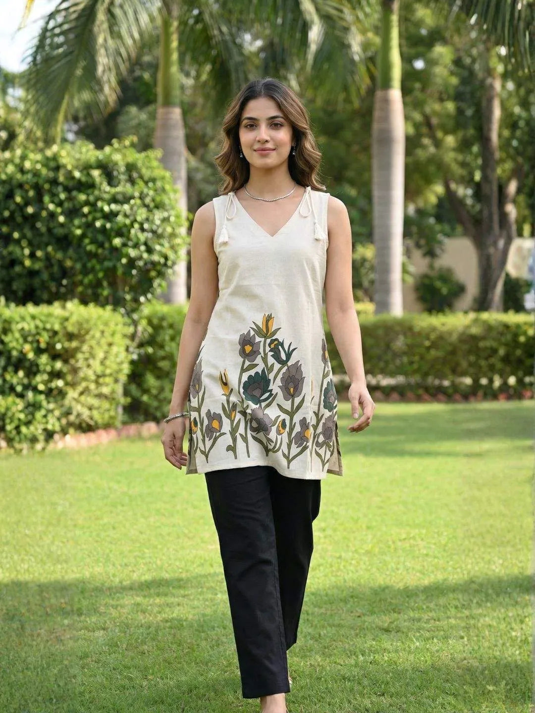 MEADOW FLORA HAND PRINTED TUNIC