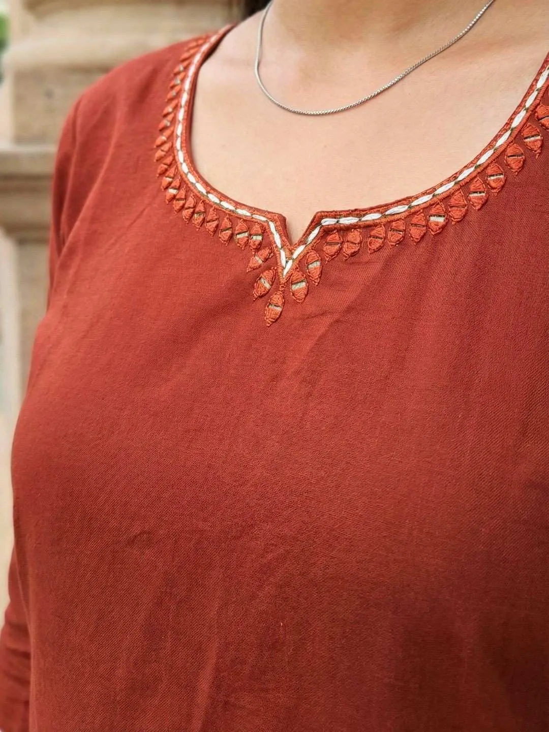SUNSET RUST EMBROIDERED KURTA SET