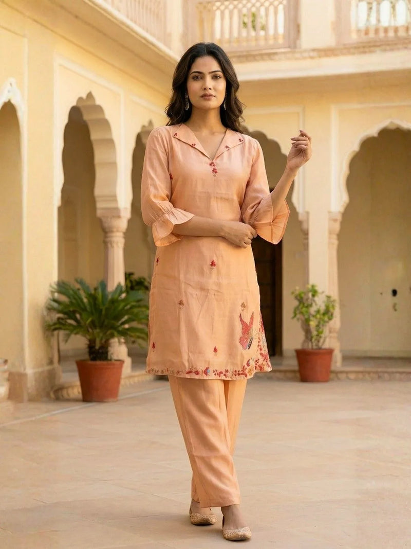PEACH BLOSSOM GRACE KANTHA WORK CO-ORD SET