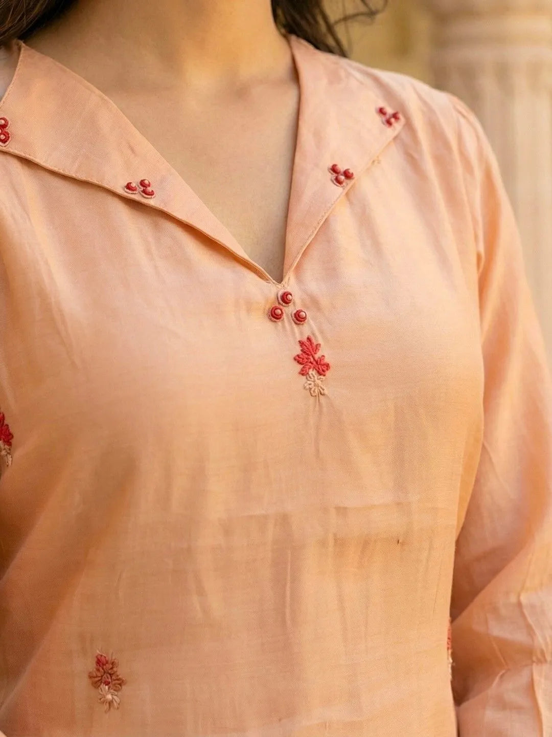 PEACH BLOSSOM GRACE KANTHA WORK CO-ORD SET